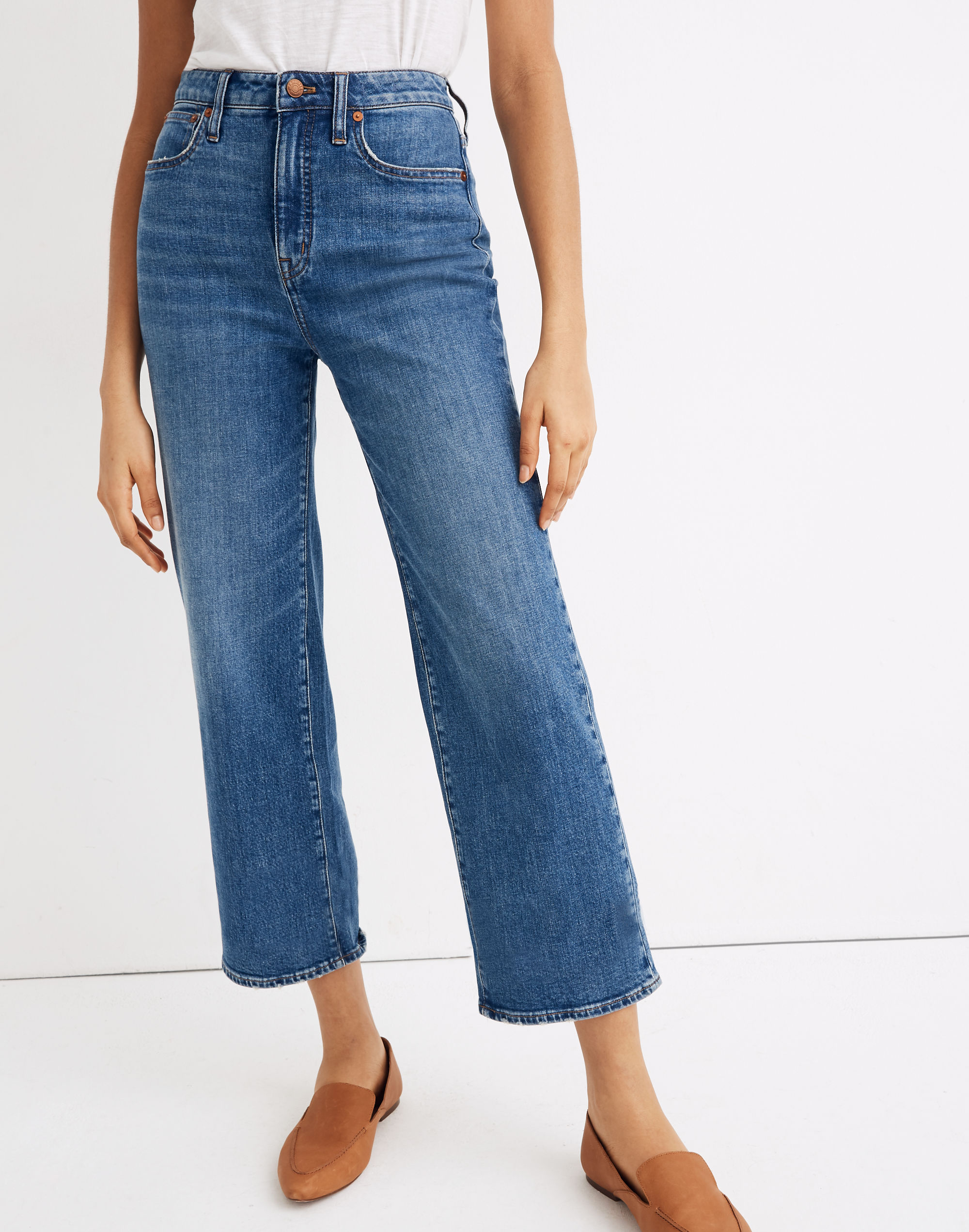 Curvy Slim Wide-Leg Crop Jeans in Newington Wash