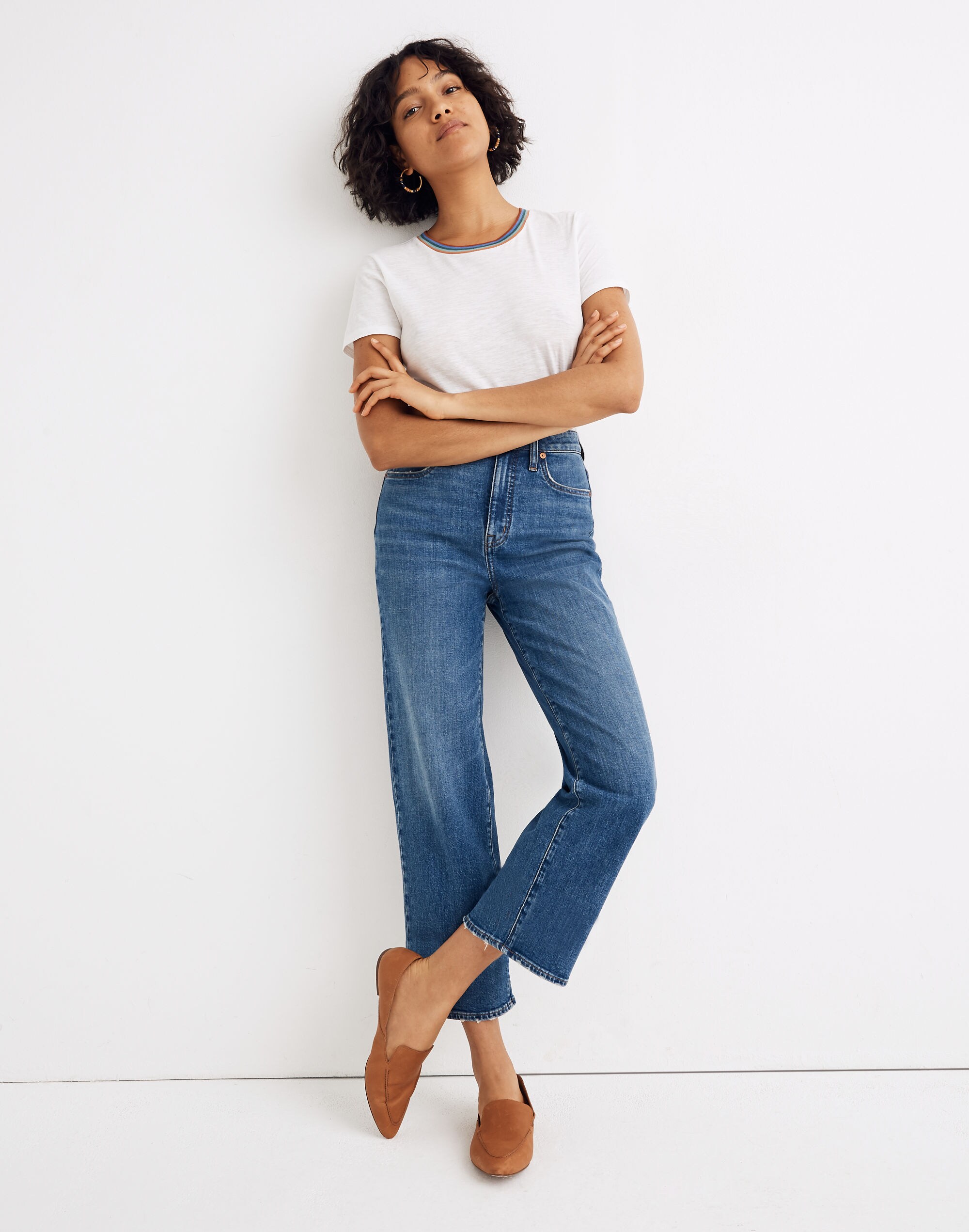 Curvy Slim Wide-Leg Crop Jeans in Newington Wash
