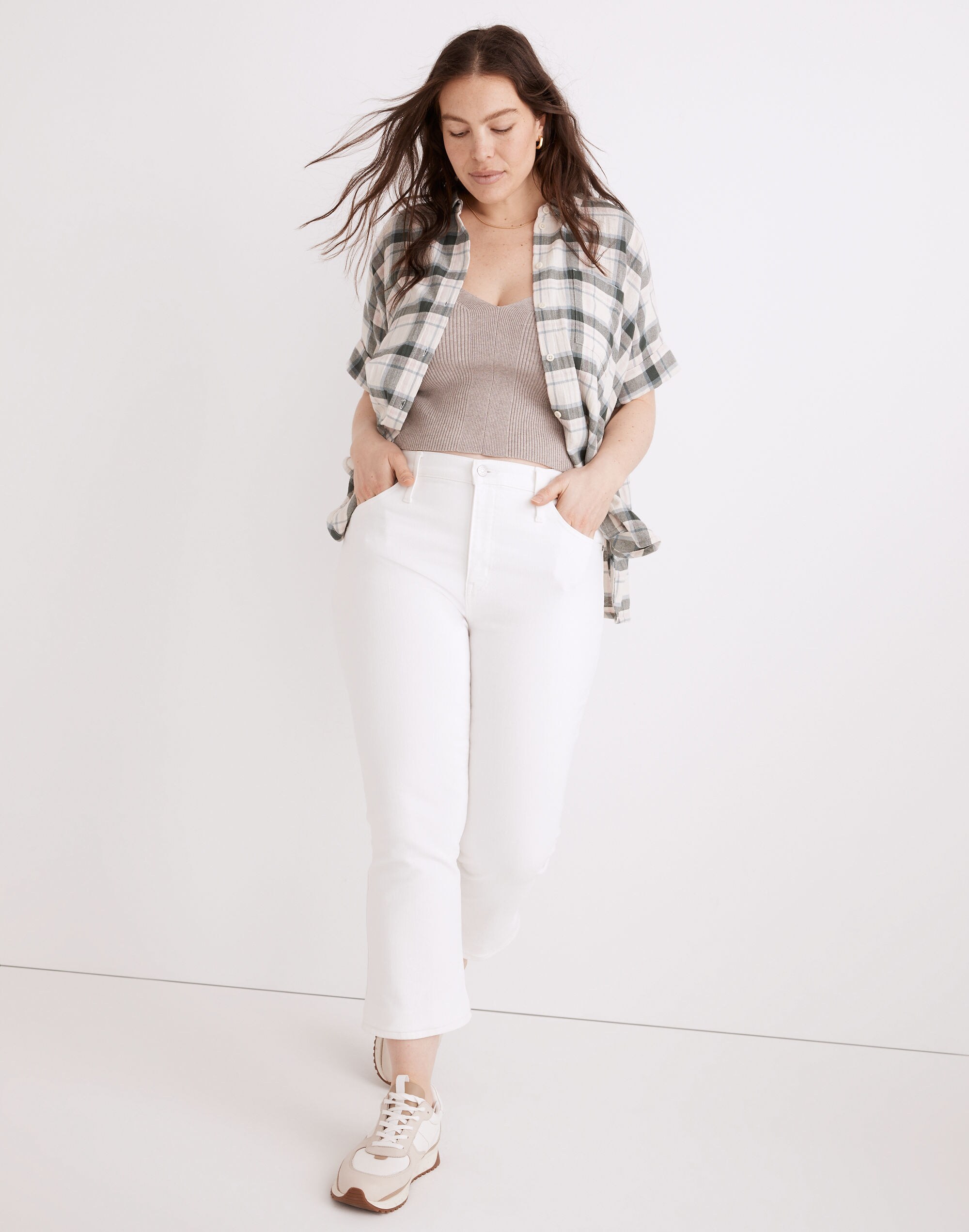 Cali Demi-Boot Jeans in Pure White
