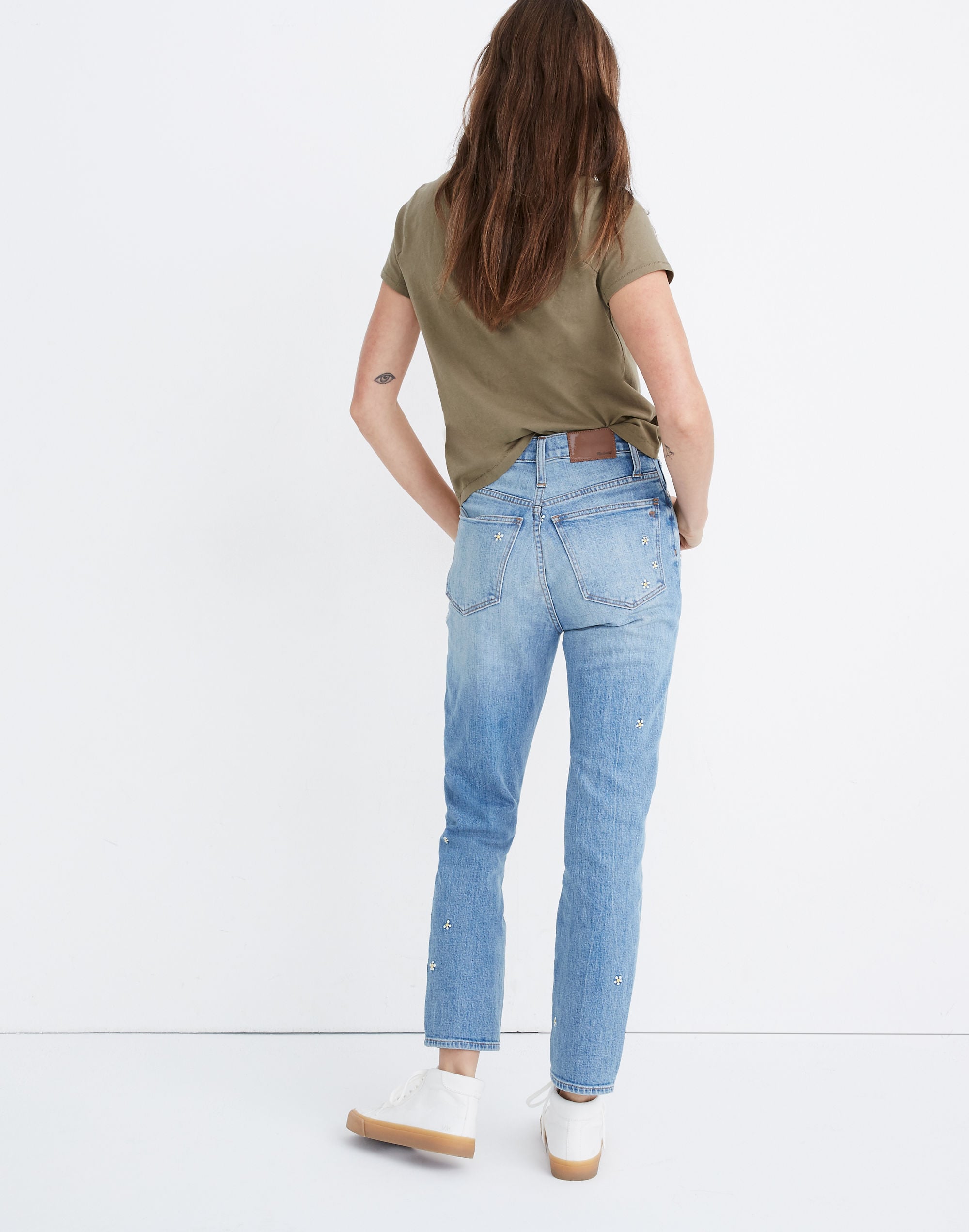 Classic Straight Jeans: Daisy Embroidered Edition