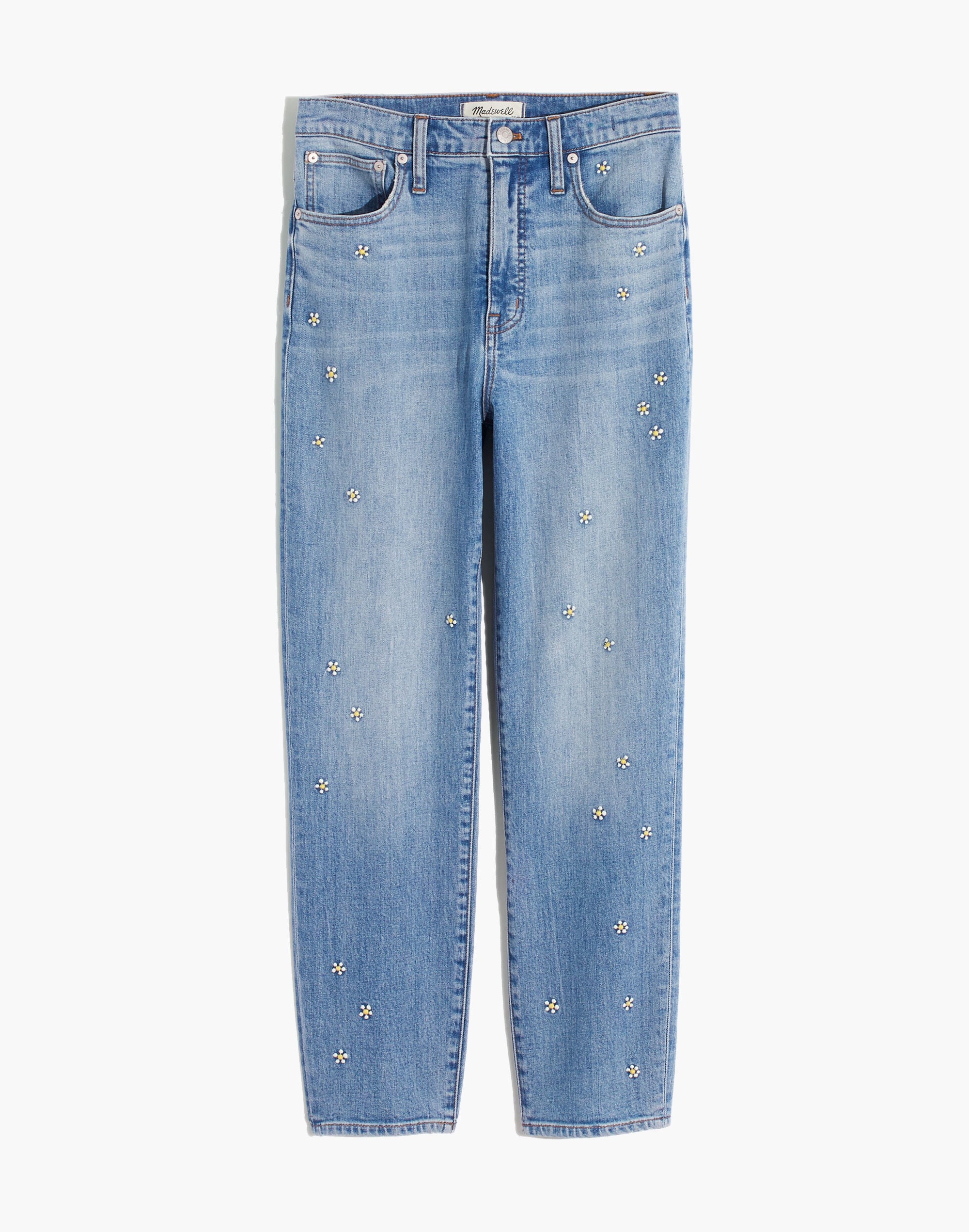 Classic Straight Jeans: Daisy Embroidered Edition