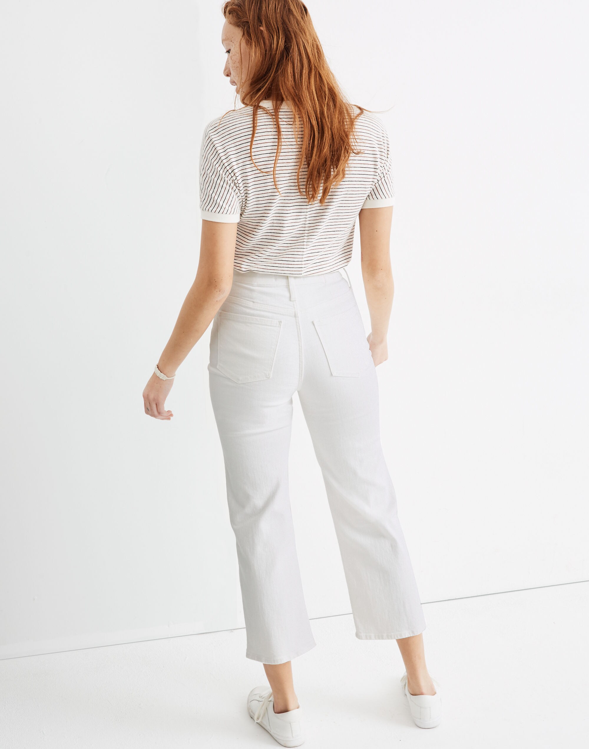 Slim Wide-Leg Crop Jeans in Pure White: Button-Front Edition