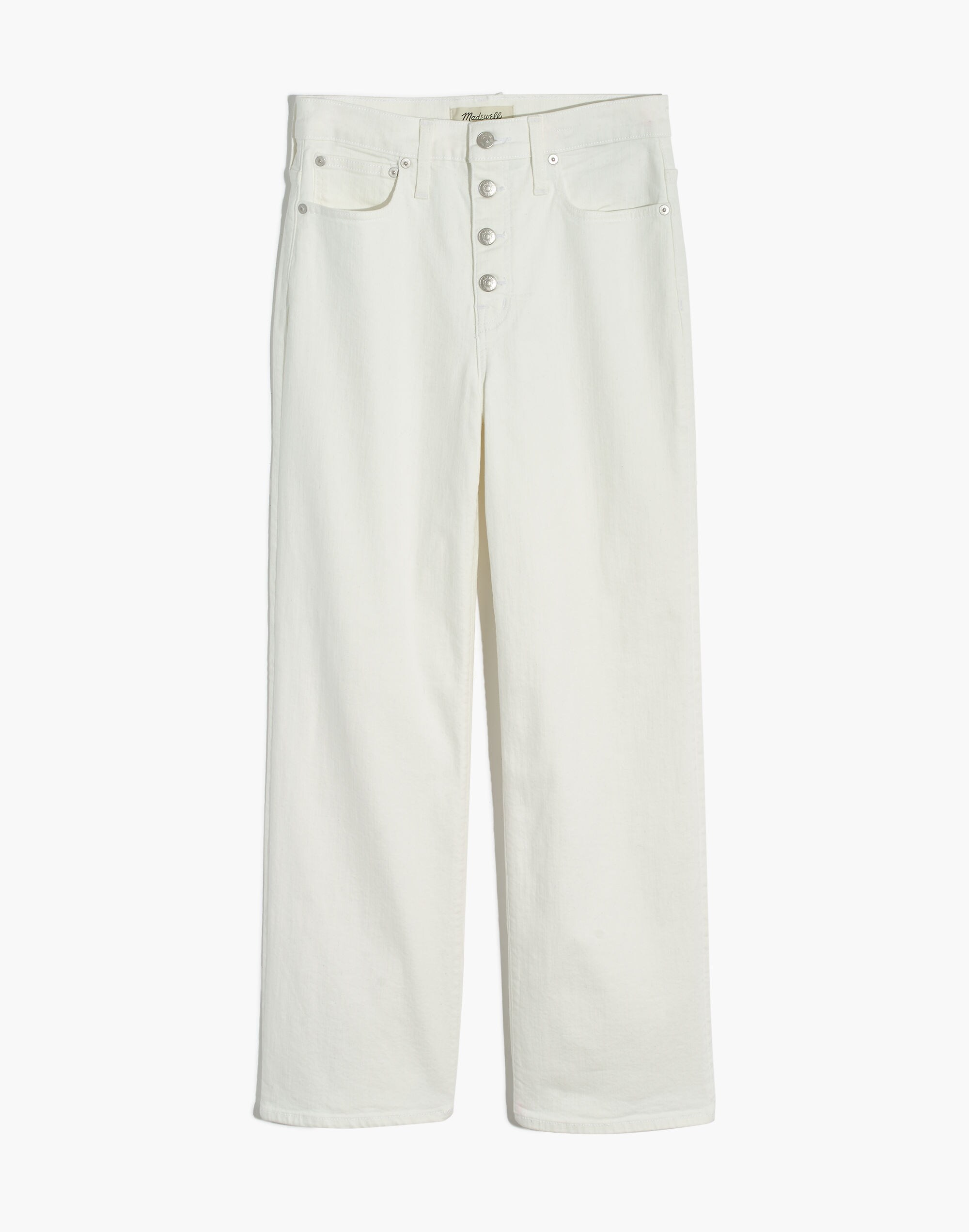 Tall Slim Wide-Leg Crop Jeans in Pure White: Button-Front Edition