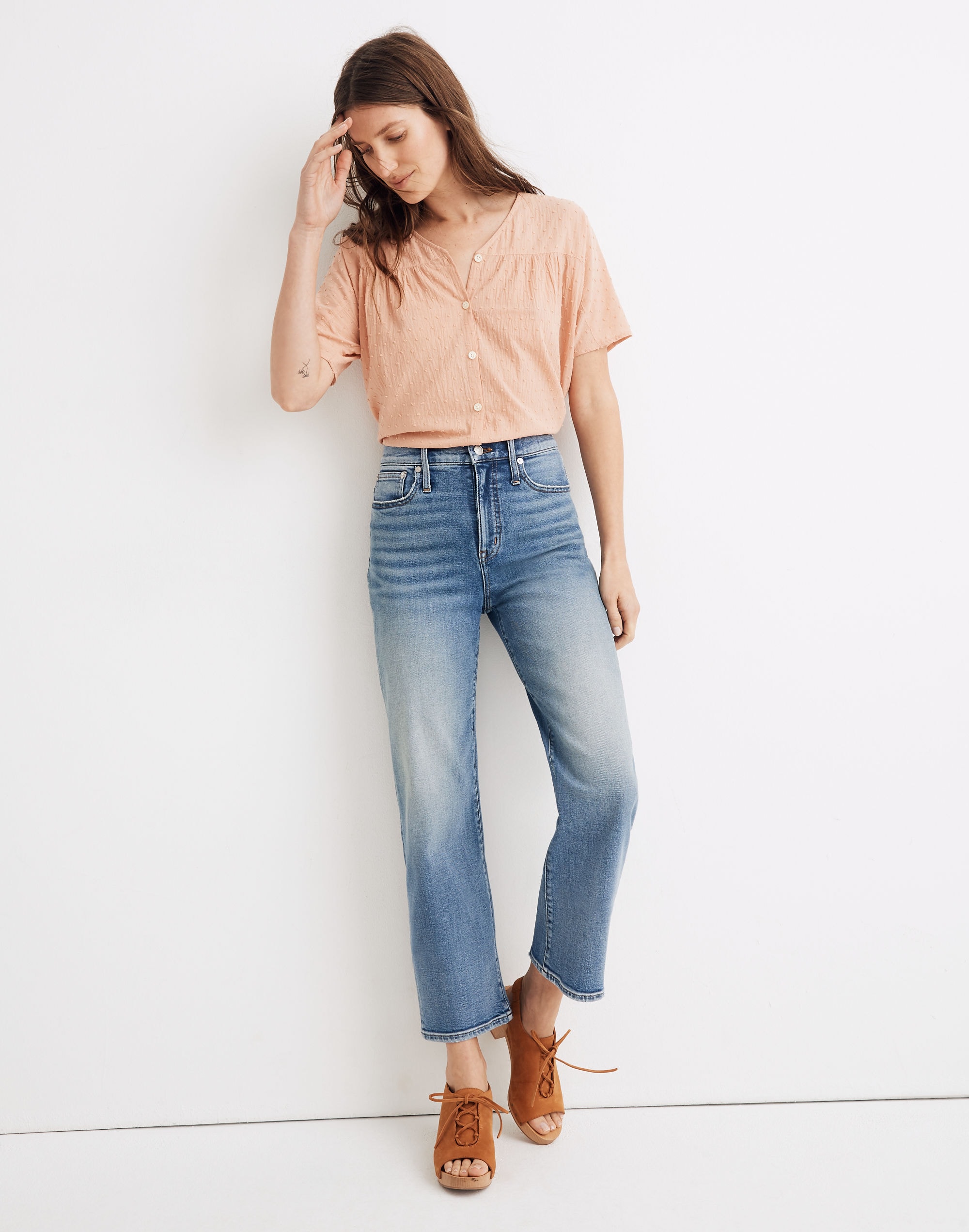 Slim Wide-Leg Crop Jeans in Reggie Wash