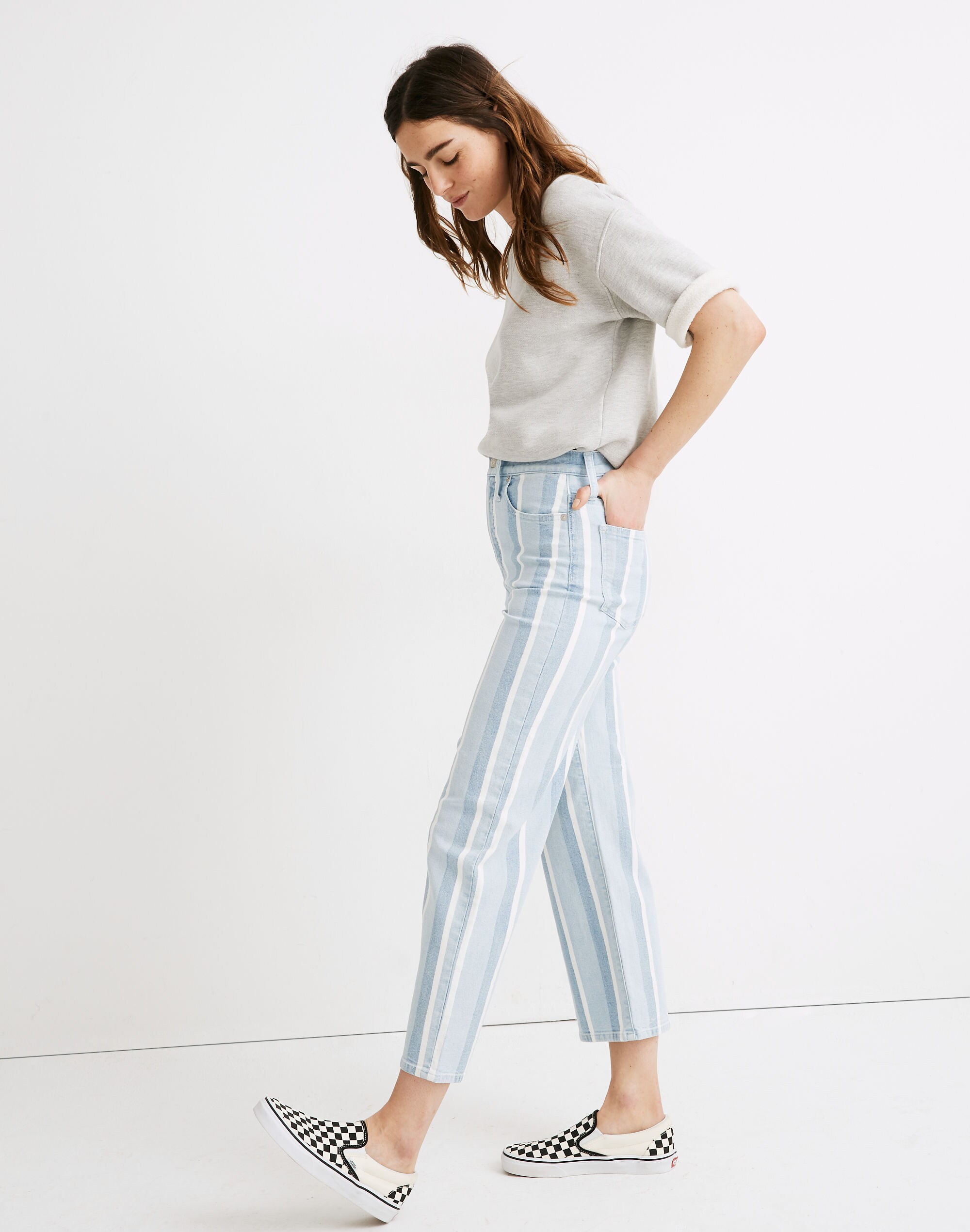 Slim Wide-Leg Jeans in Dion Stripe