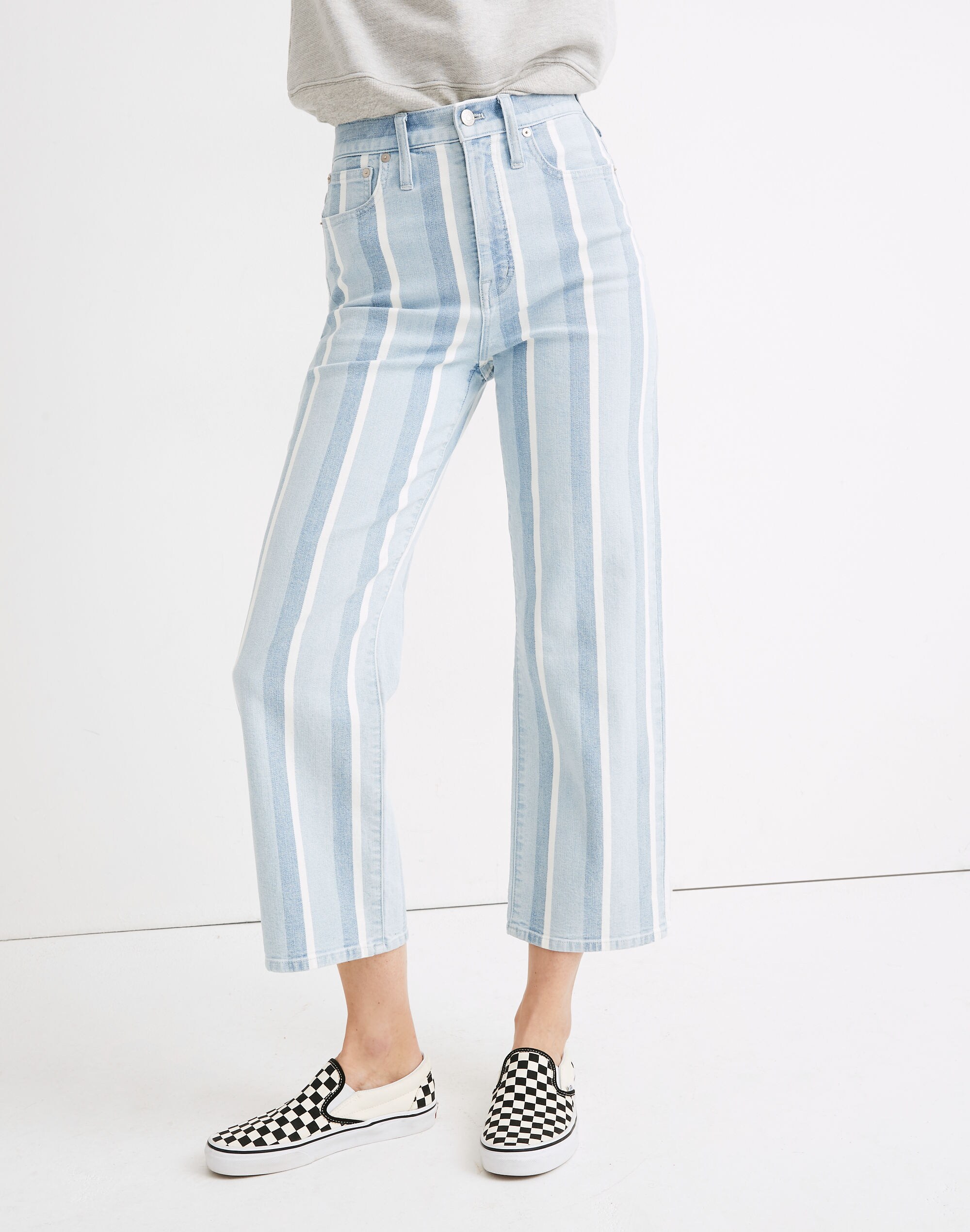 Slim Wide-Leg Jeans in Dion Stripe