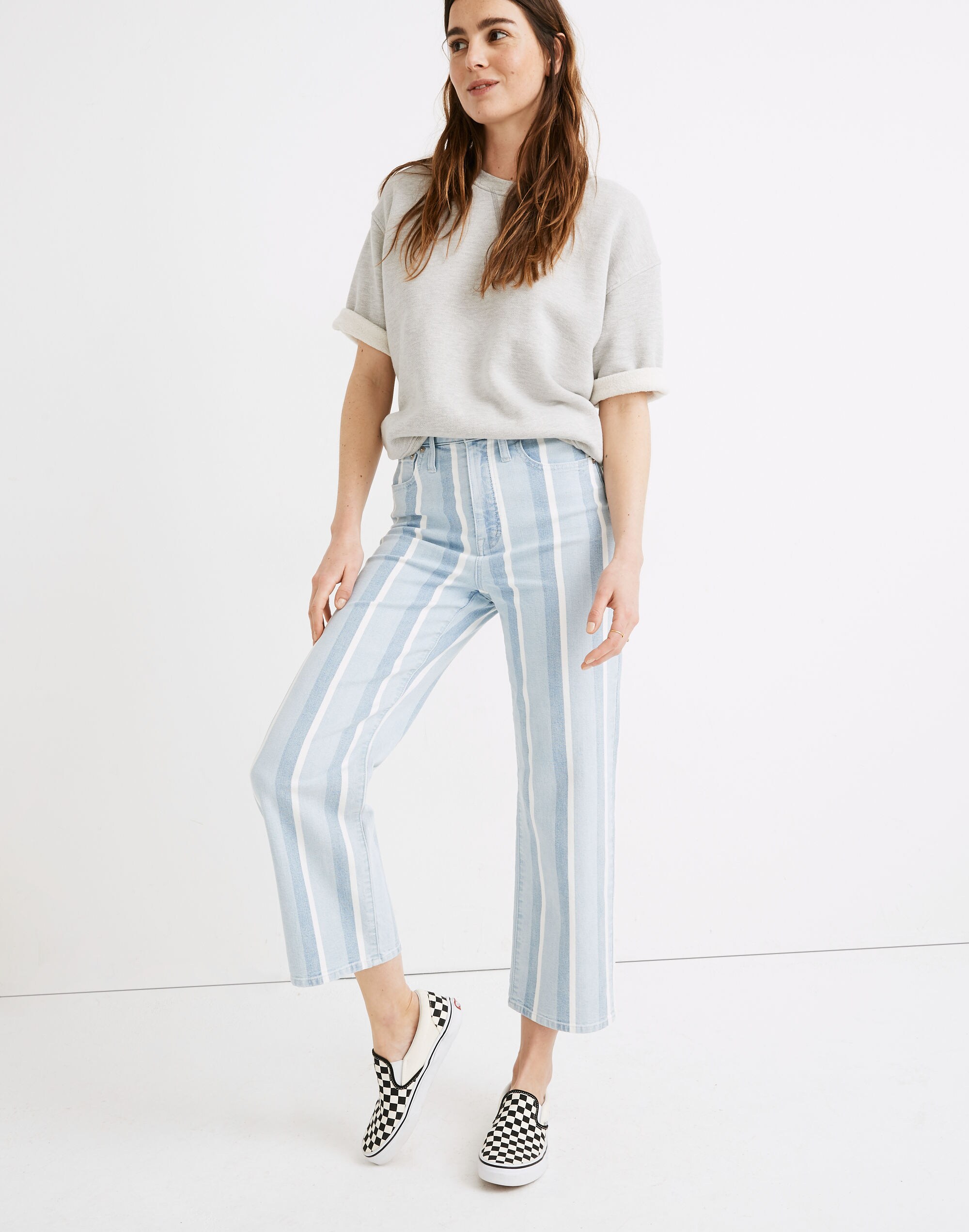 Slim Wide-Leg Jeans in Dion Stripe