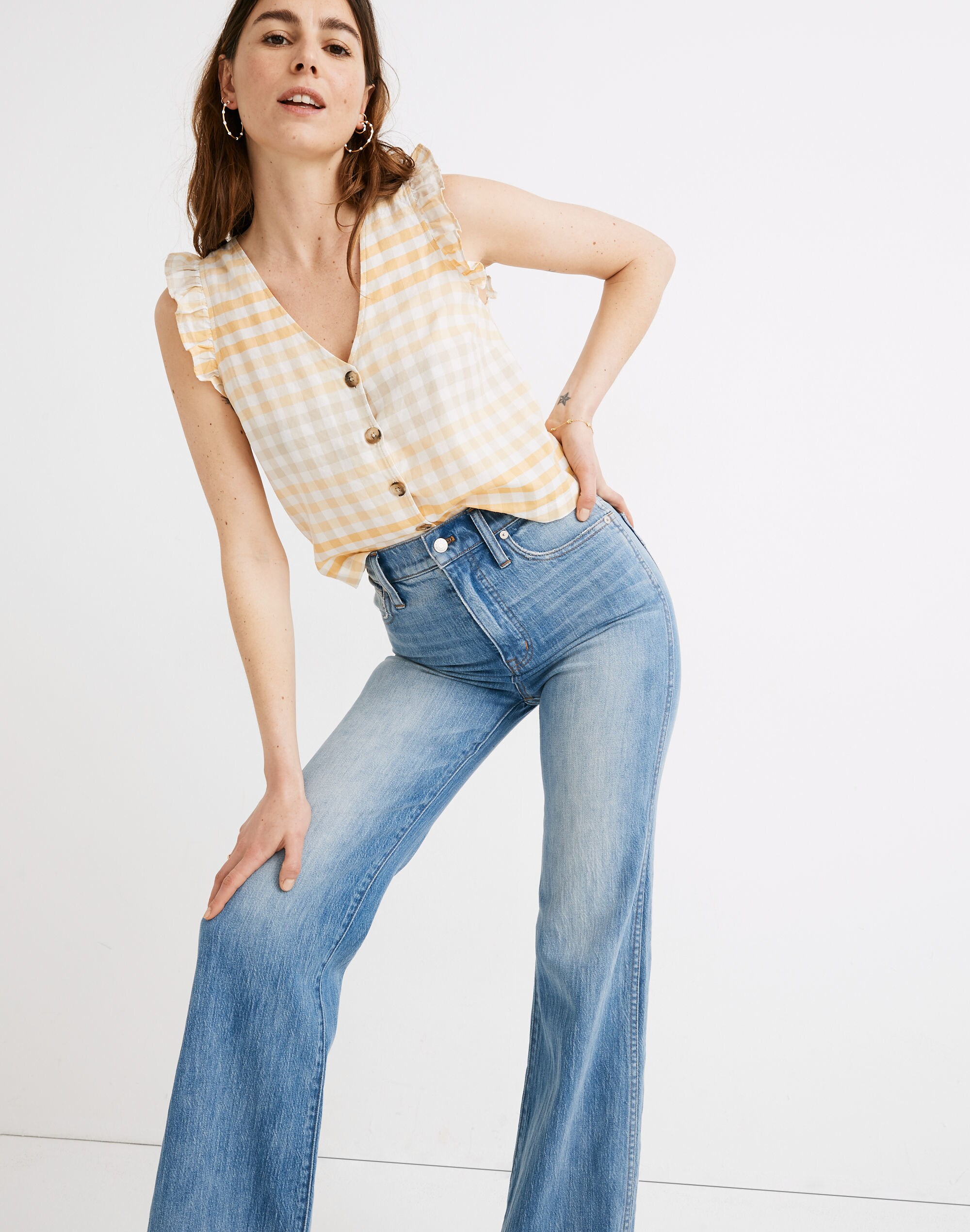 11" High-Rise Flare Jeans in Arbordale Wash