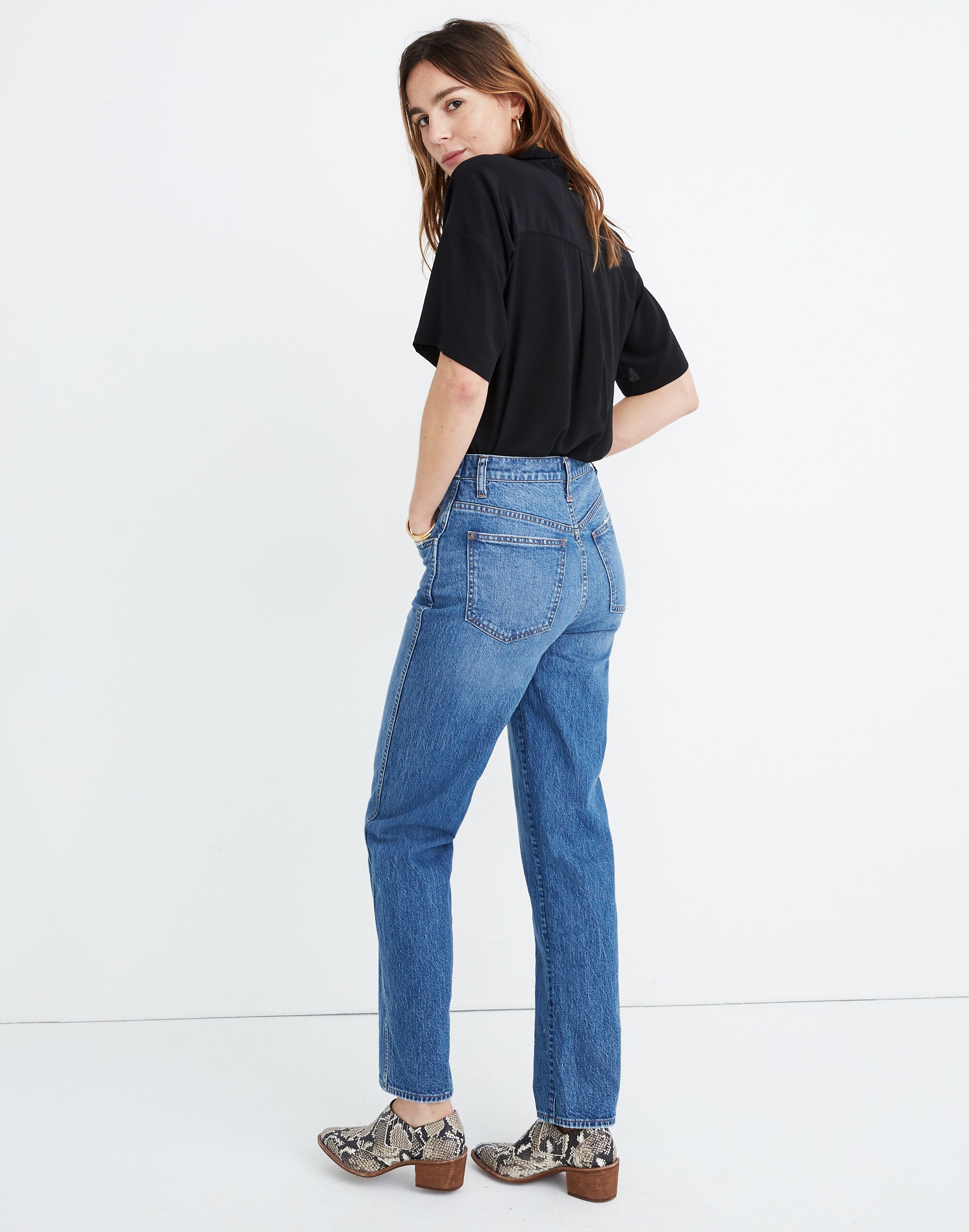 Tab-Waist Highest-Rise Straight Jeans in Delafield Wash