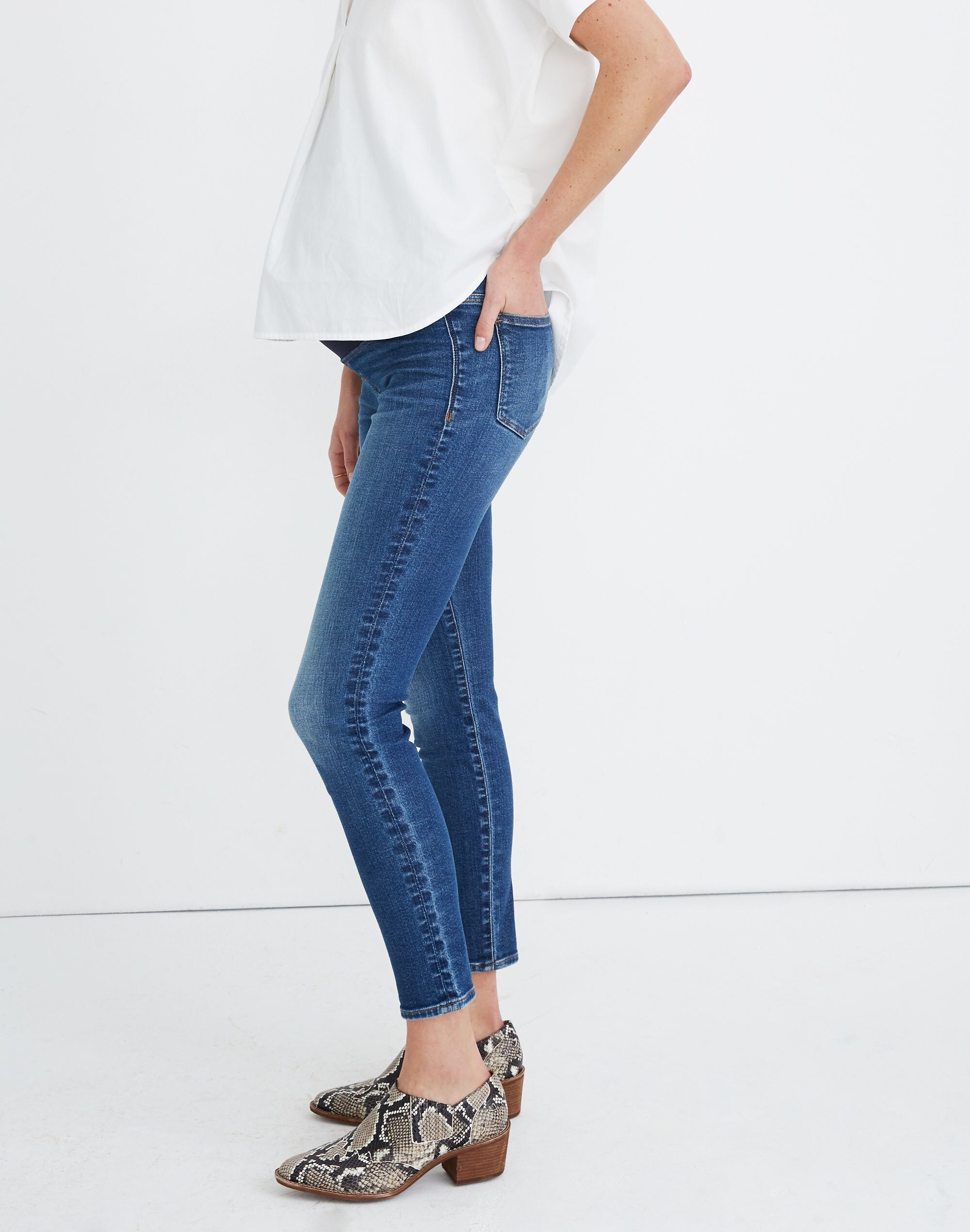 Maternity Over-the-Belly Skinny Crop Jeans in Dewey Wash: TENCEL&trade; Denim Edition
