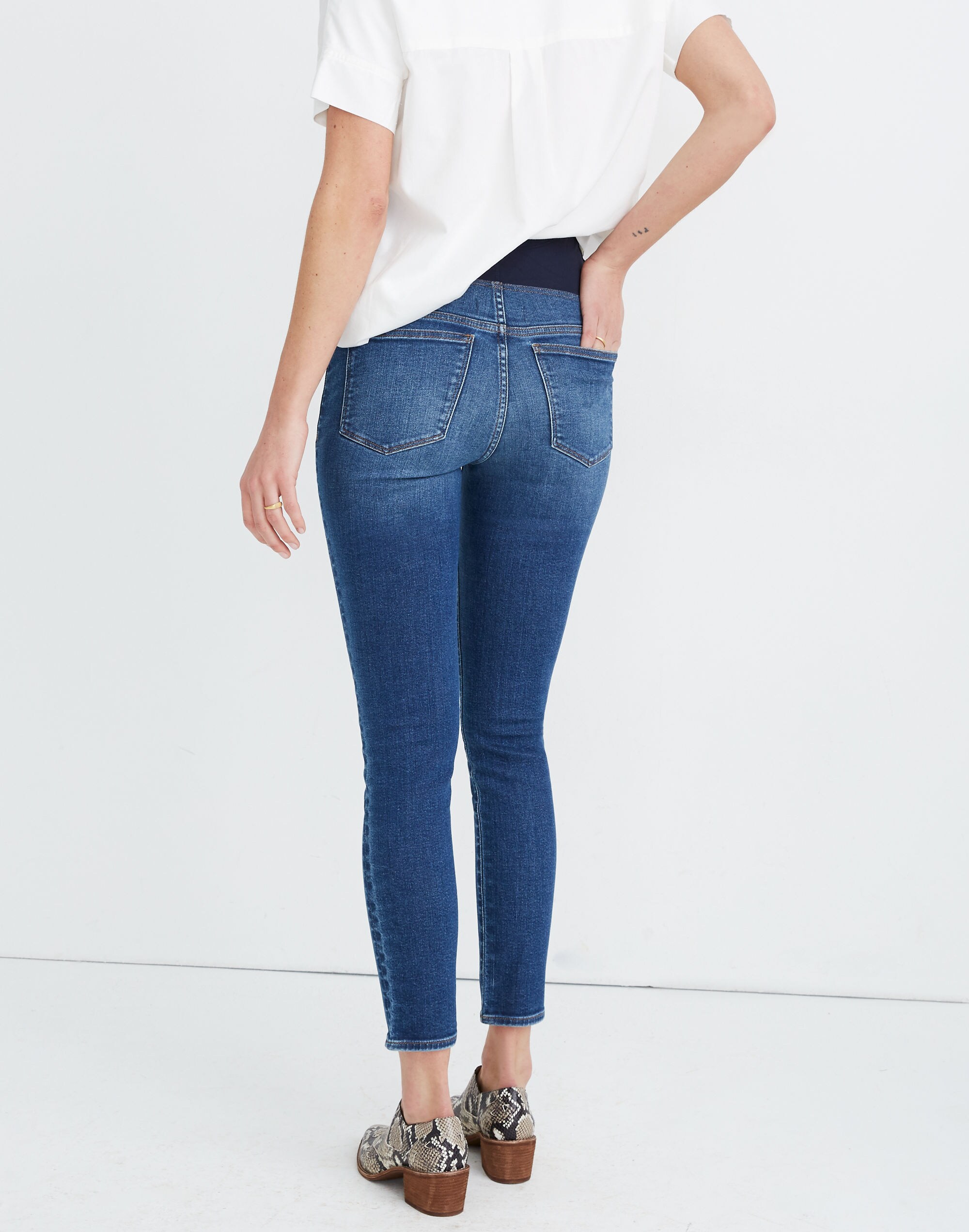 Maternity Over-the-Belly Skinny Crop Jeans in Dewey Wash: TENCEL&trade; Denim Edition