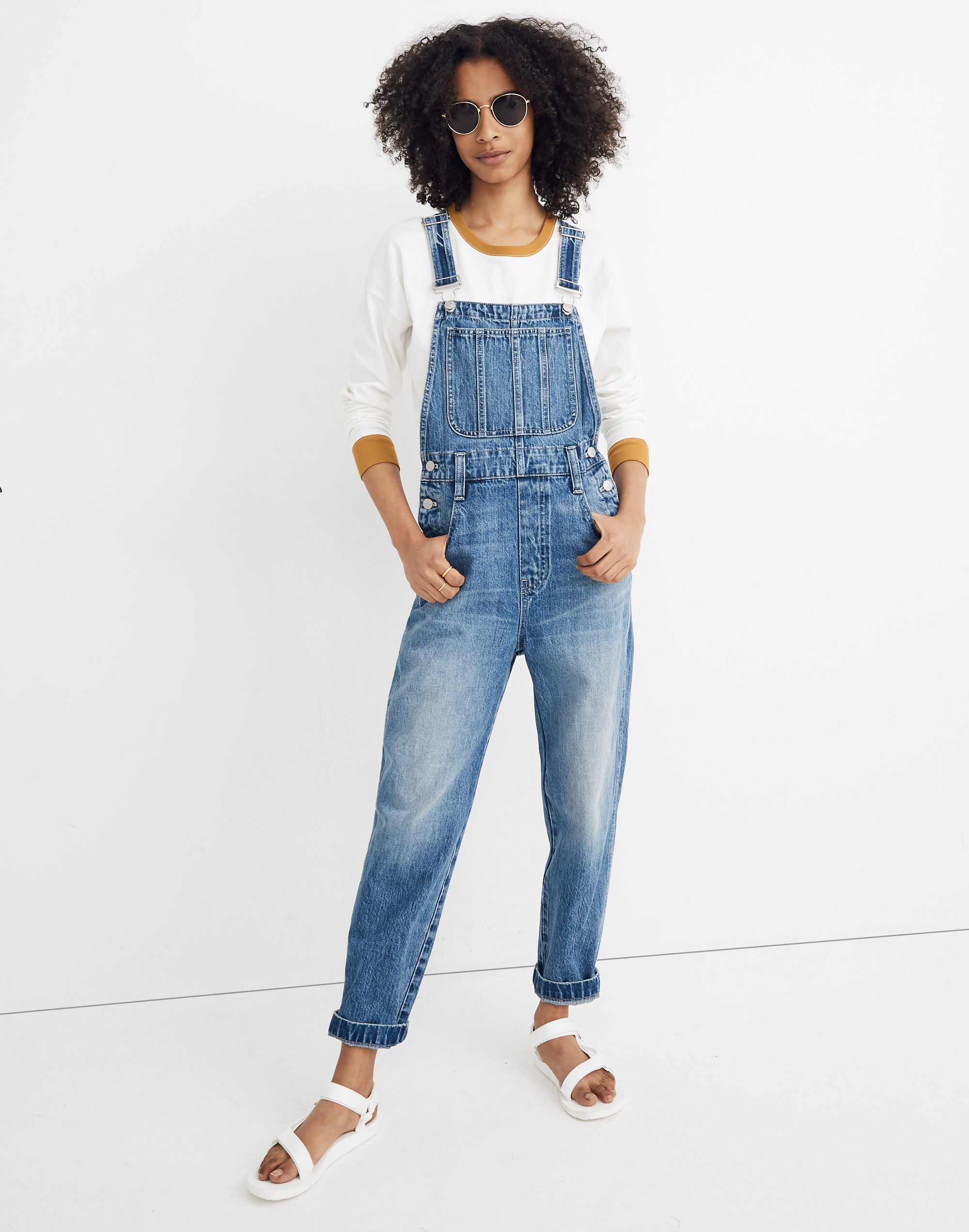 straight-leg overalls in hickory wash
