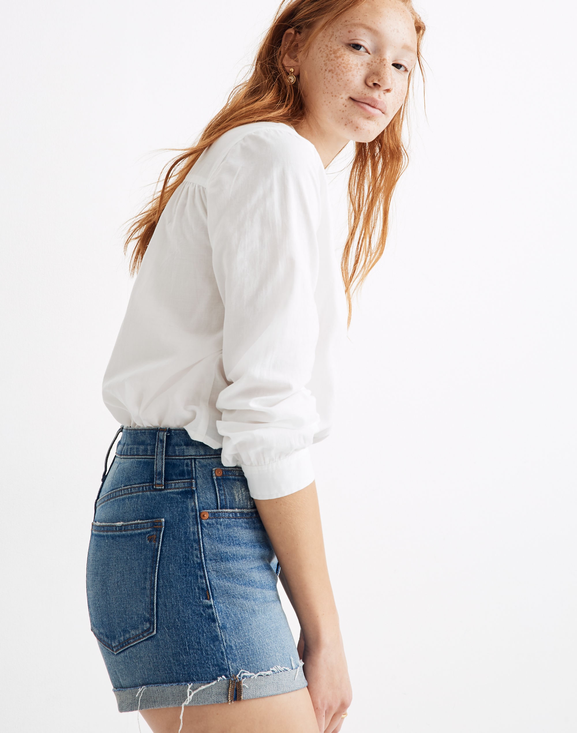 High-Rise Denim Shorts in Malden Wash
