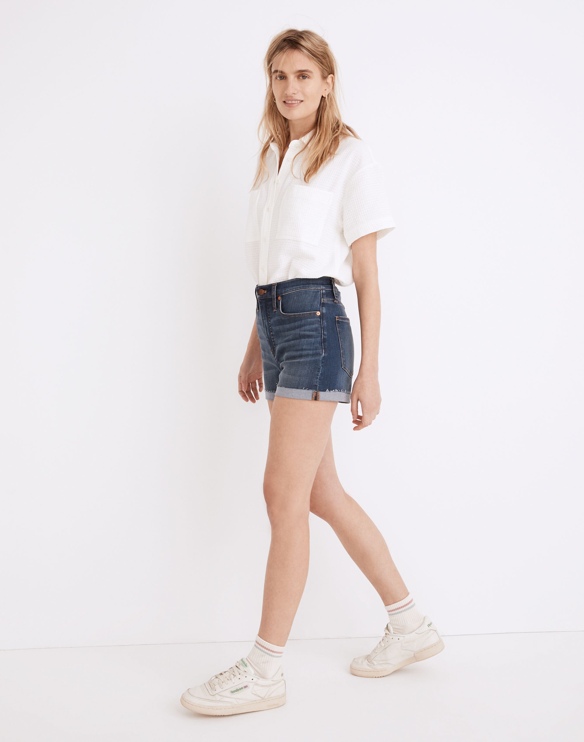 High-Rise Denim Shorts in Danny Wash: TENCEL&trade; Denim Edition