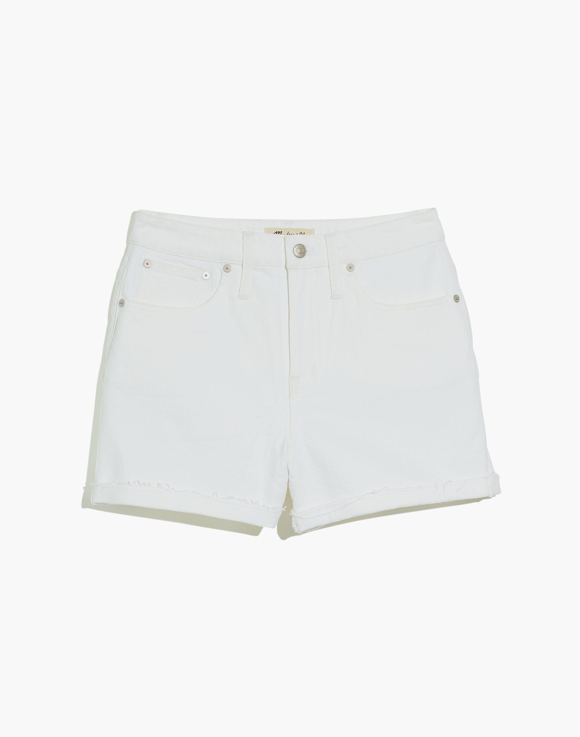 Curvy High-Rise Denim Shorts in Tile White