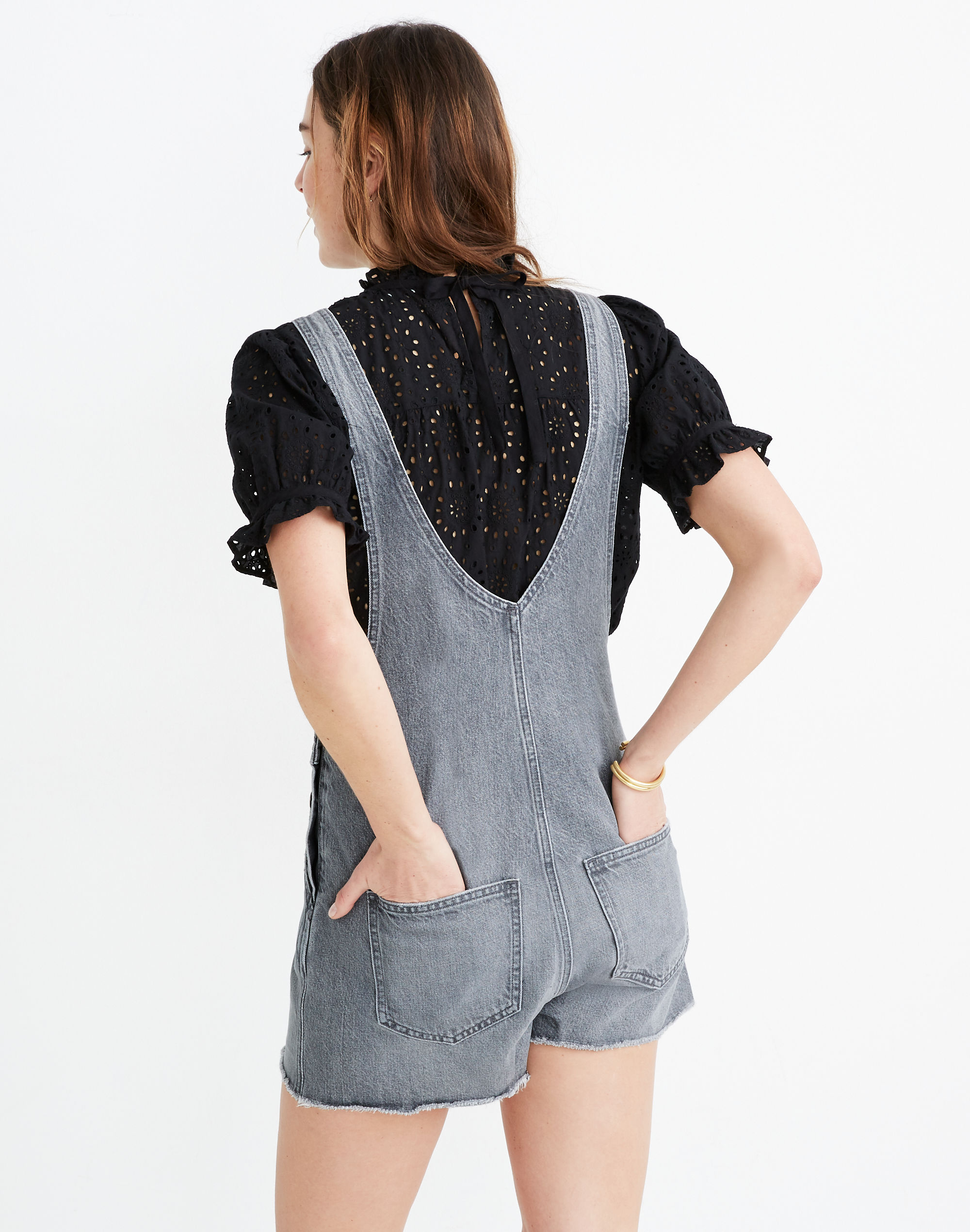 Pinyon Short Overalls in Pale Grey