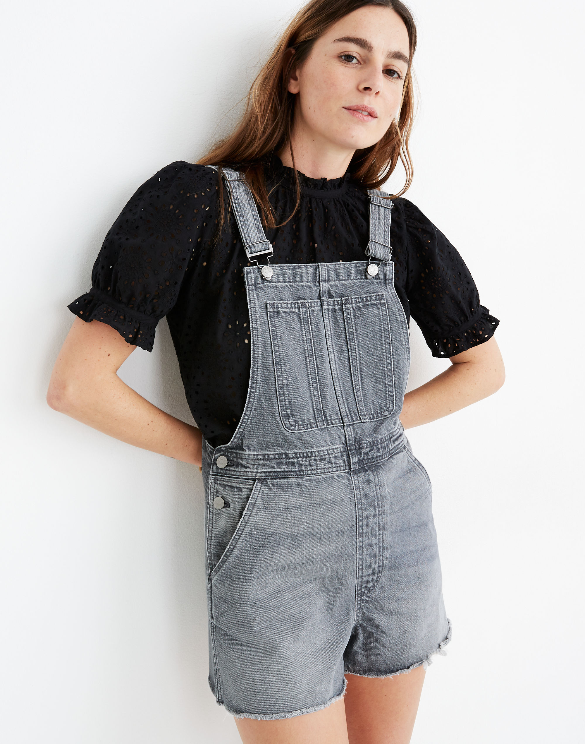 Pinyon Short Overalls in Pale Grey