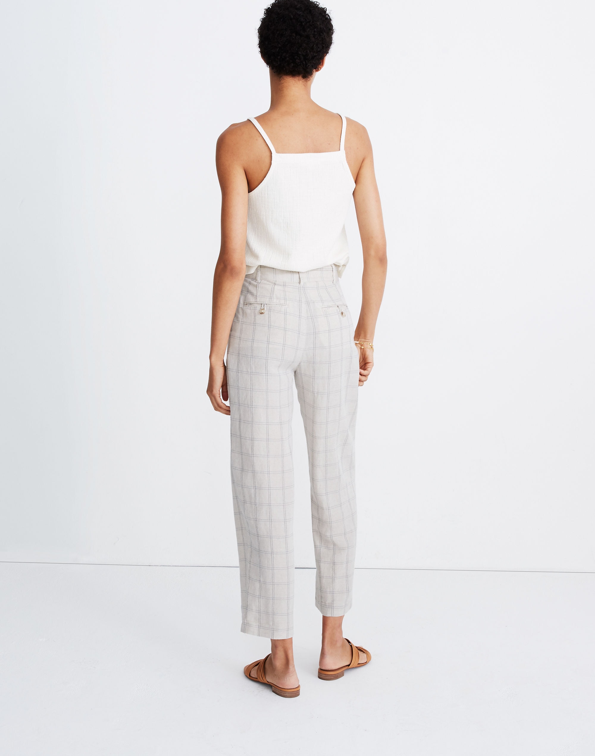 Pleated Taper Wide-Leg Pants in Windowpane