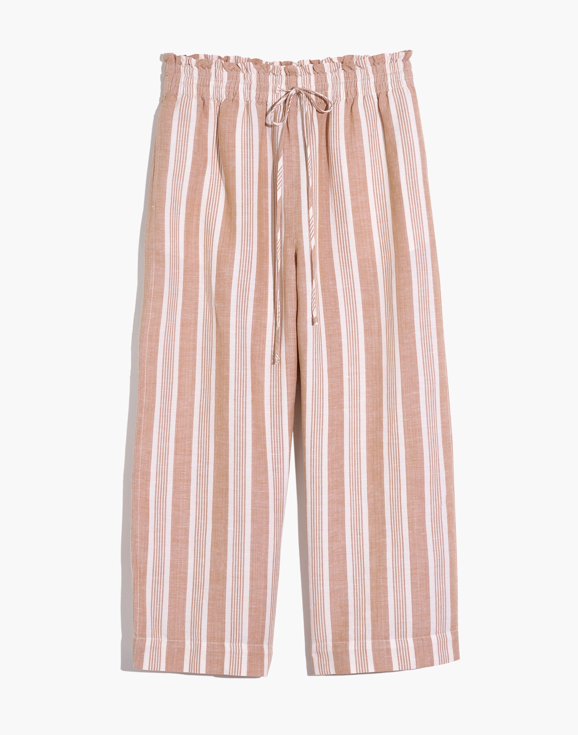 Petite Smocked Huston Pull-On Crop Pants in Stripe