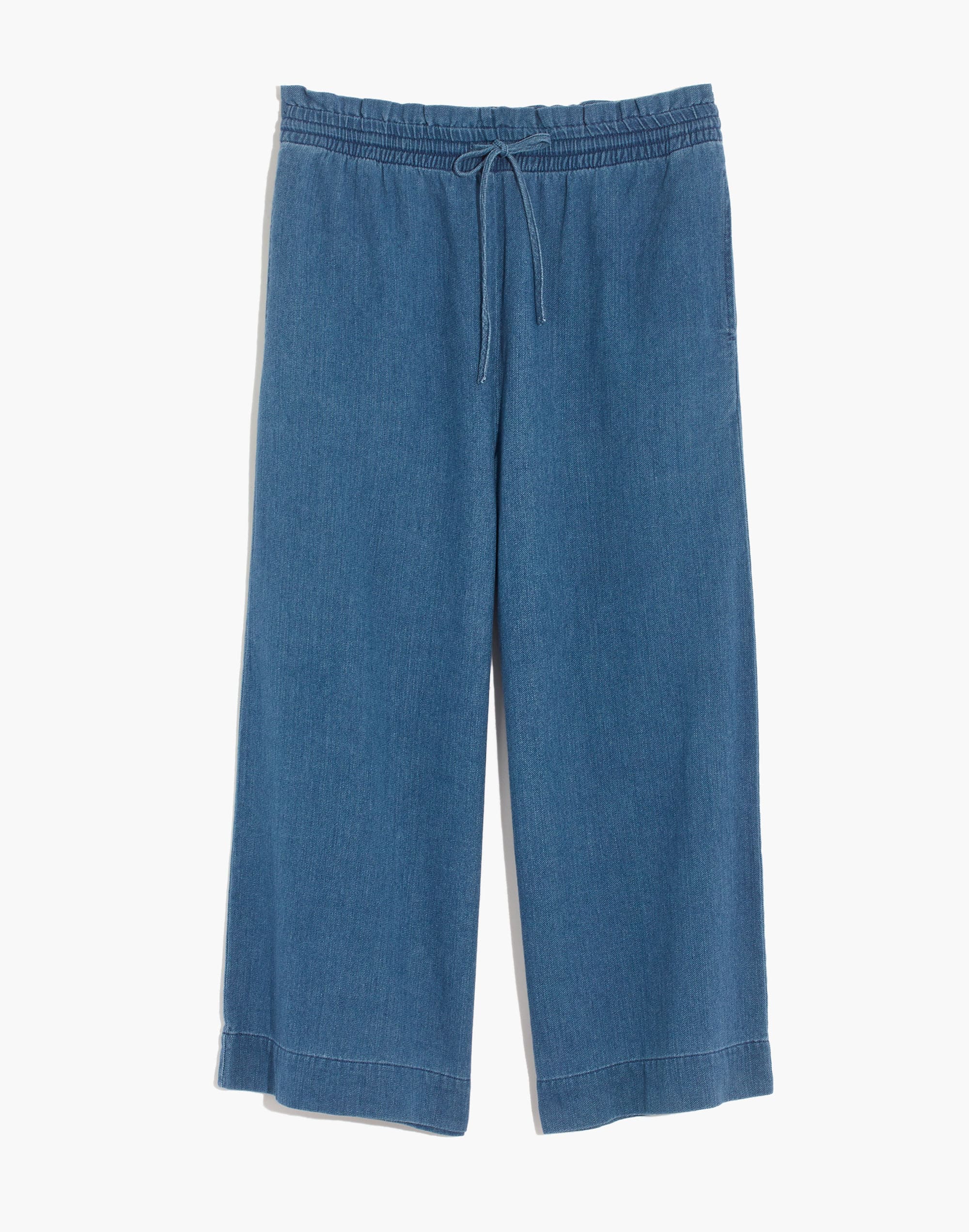 Indigo Smocked Huston Pull-On Crop Pants