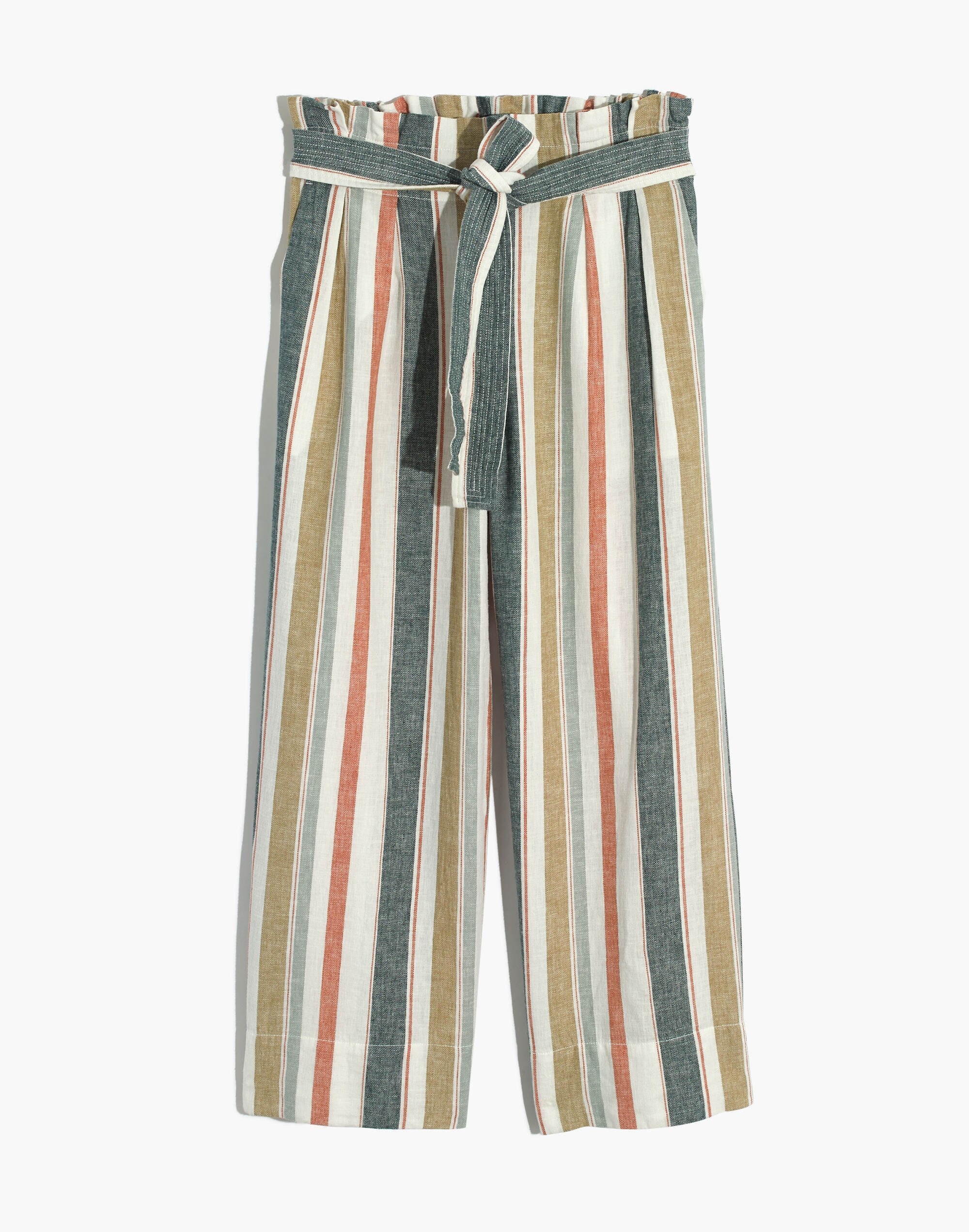 Tie-Waist Huston Pull-On Crop Pants in Stripe