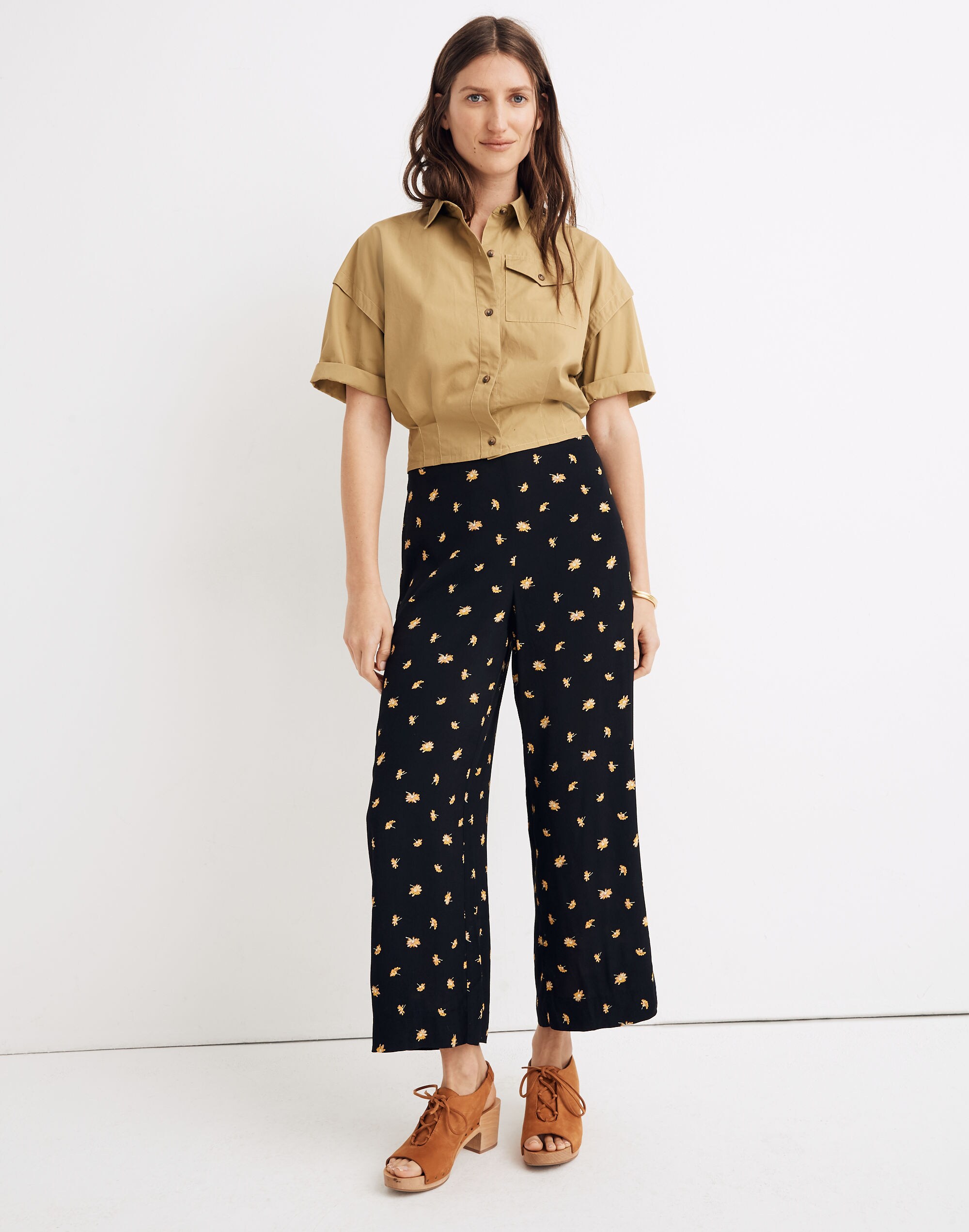 huston pull-on crop pants in french daisies