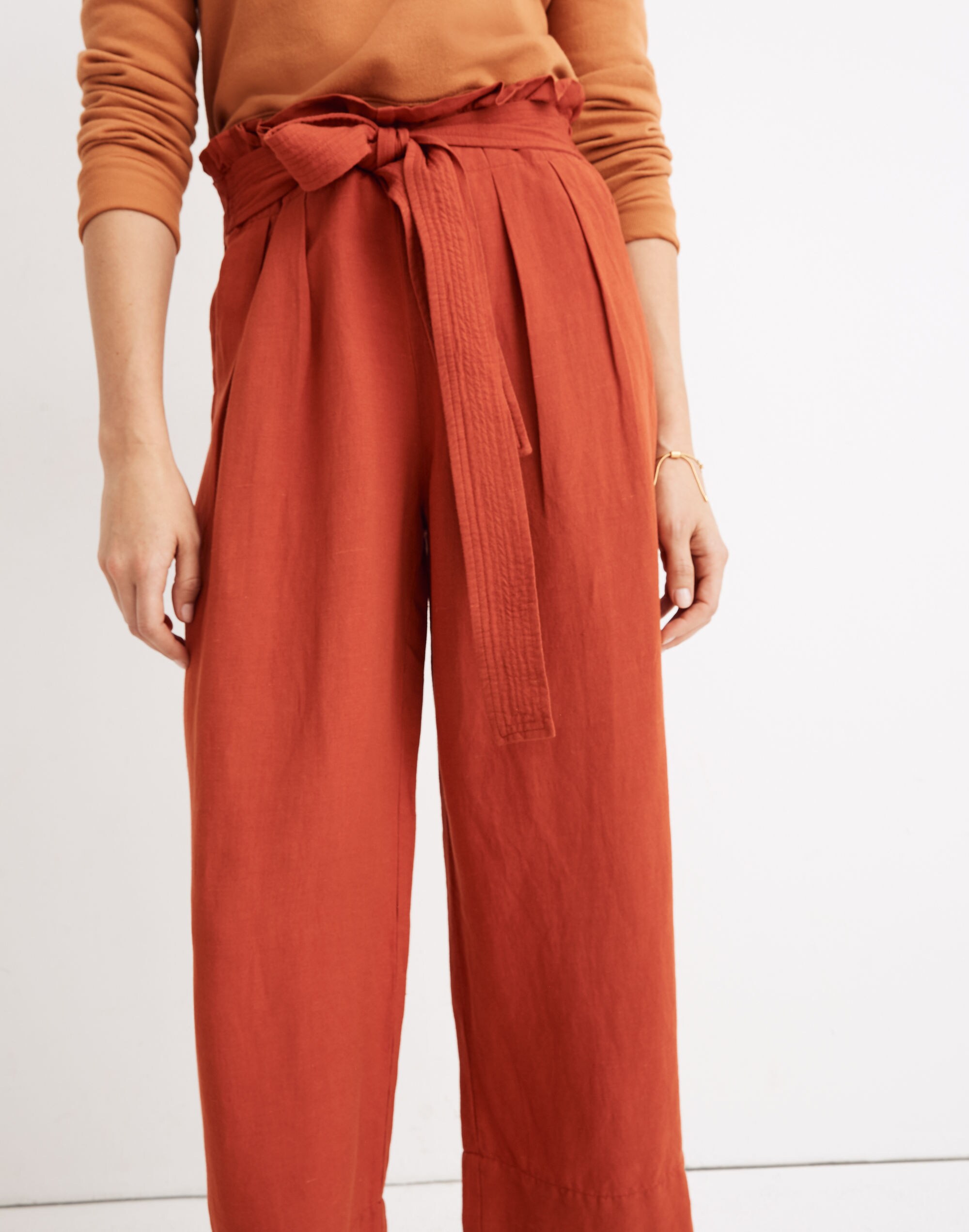 Tie-Waist Huston Pull-On Crop Pants