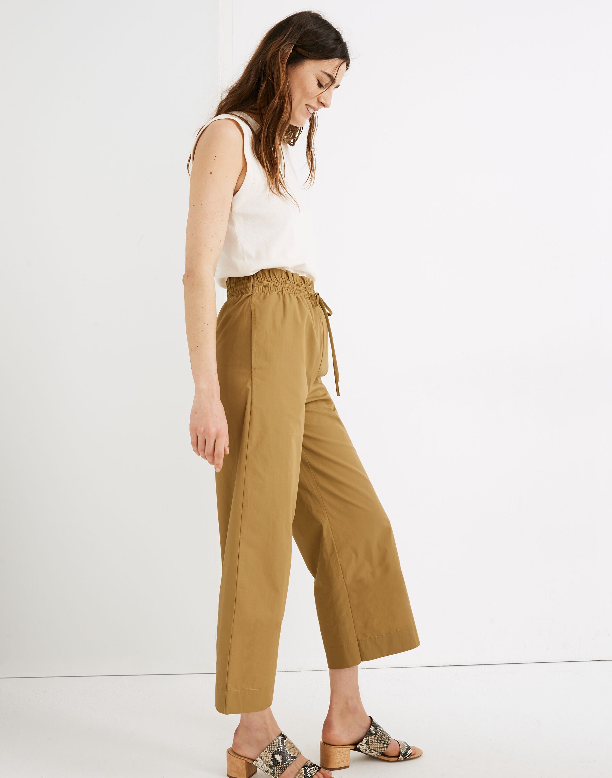 Poplin Smocked Huston Pull-On Crop Pants