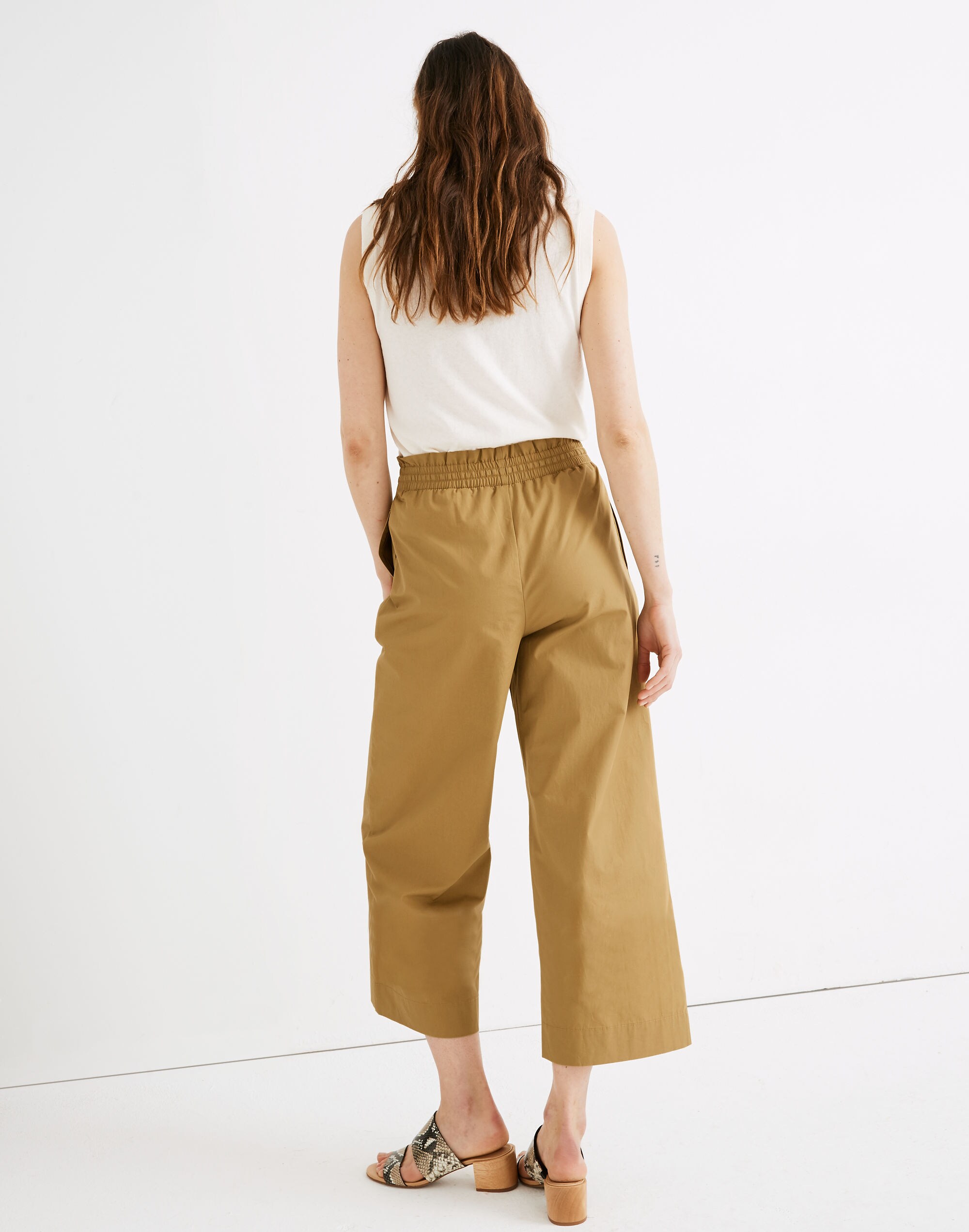 Poplin Smocked Huston Pull-On Crop Pants