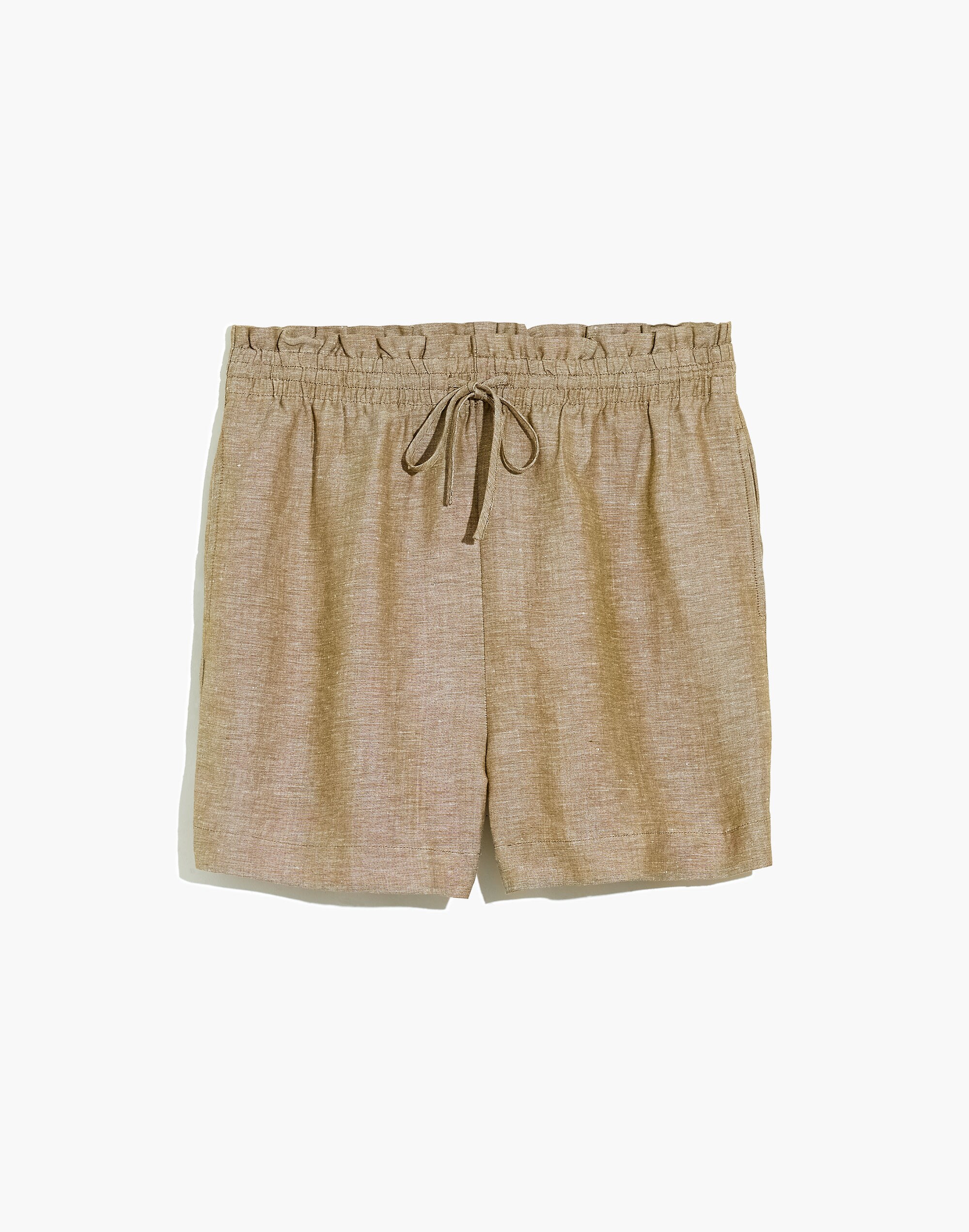 Linen-Cotton Drawstring Pull-On Shorts