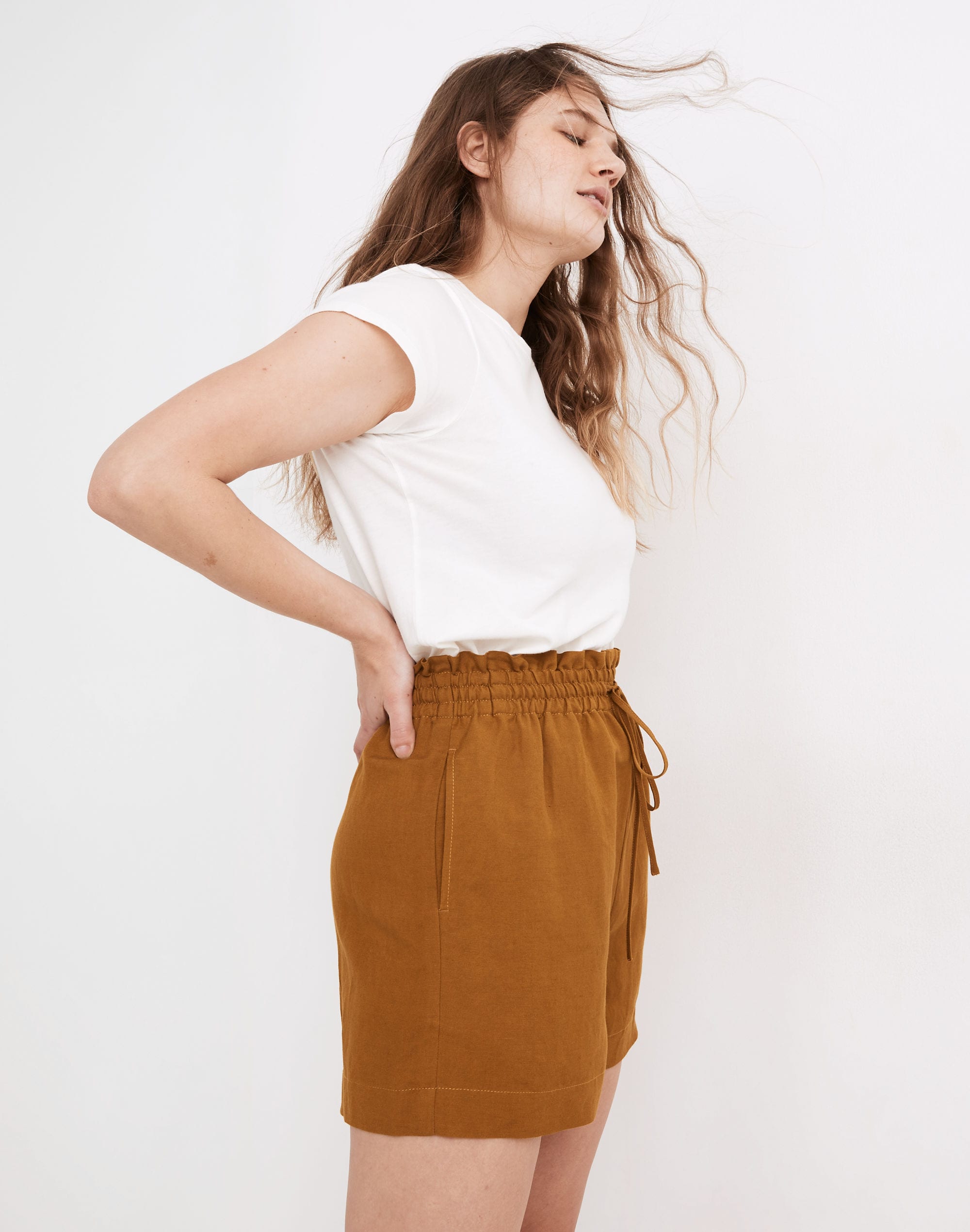 Linen-Cotton Drawstring Pull-On Shorts