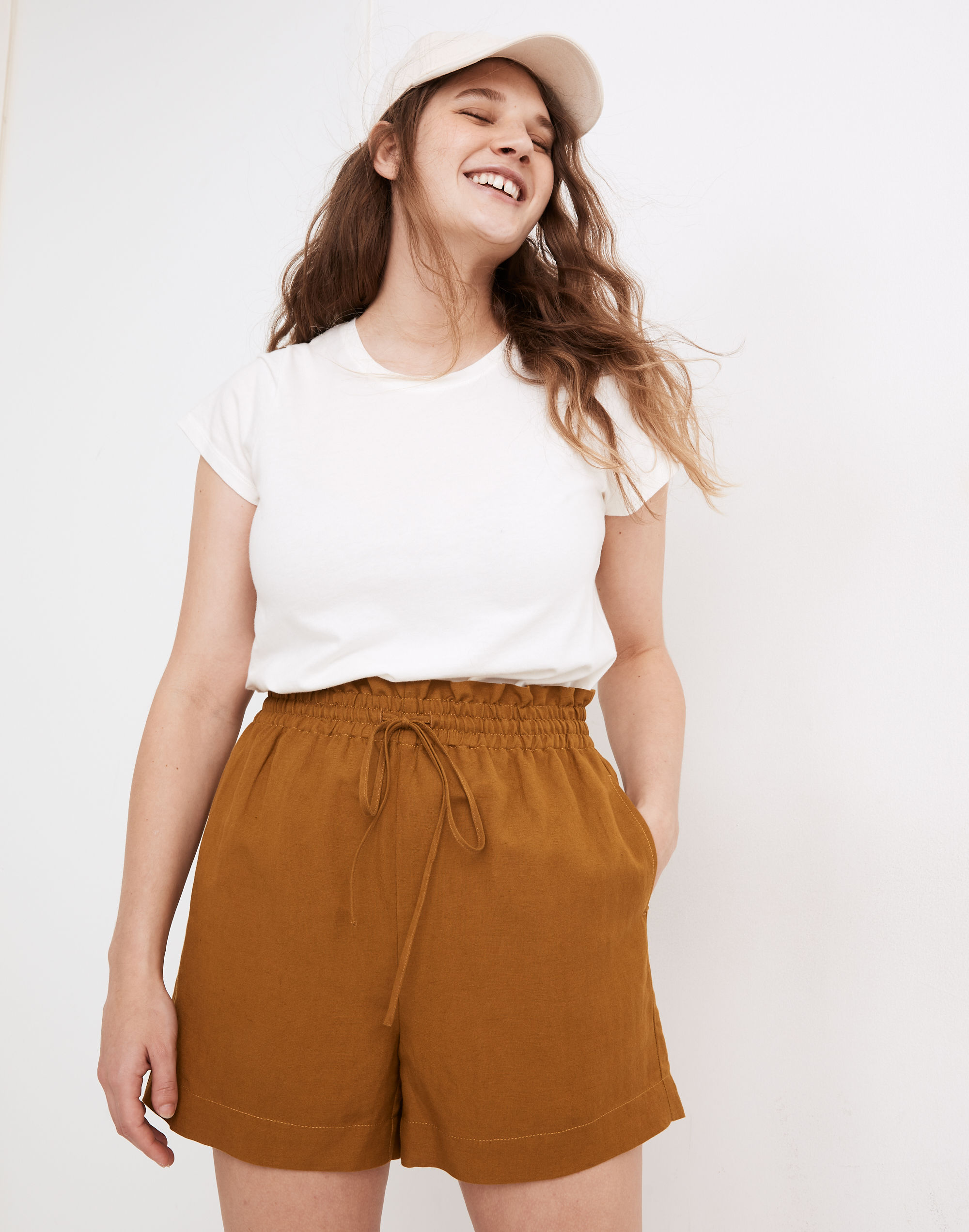 Linen-Cotton Drawstring Pull-On Shorts