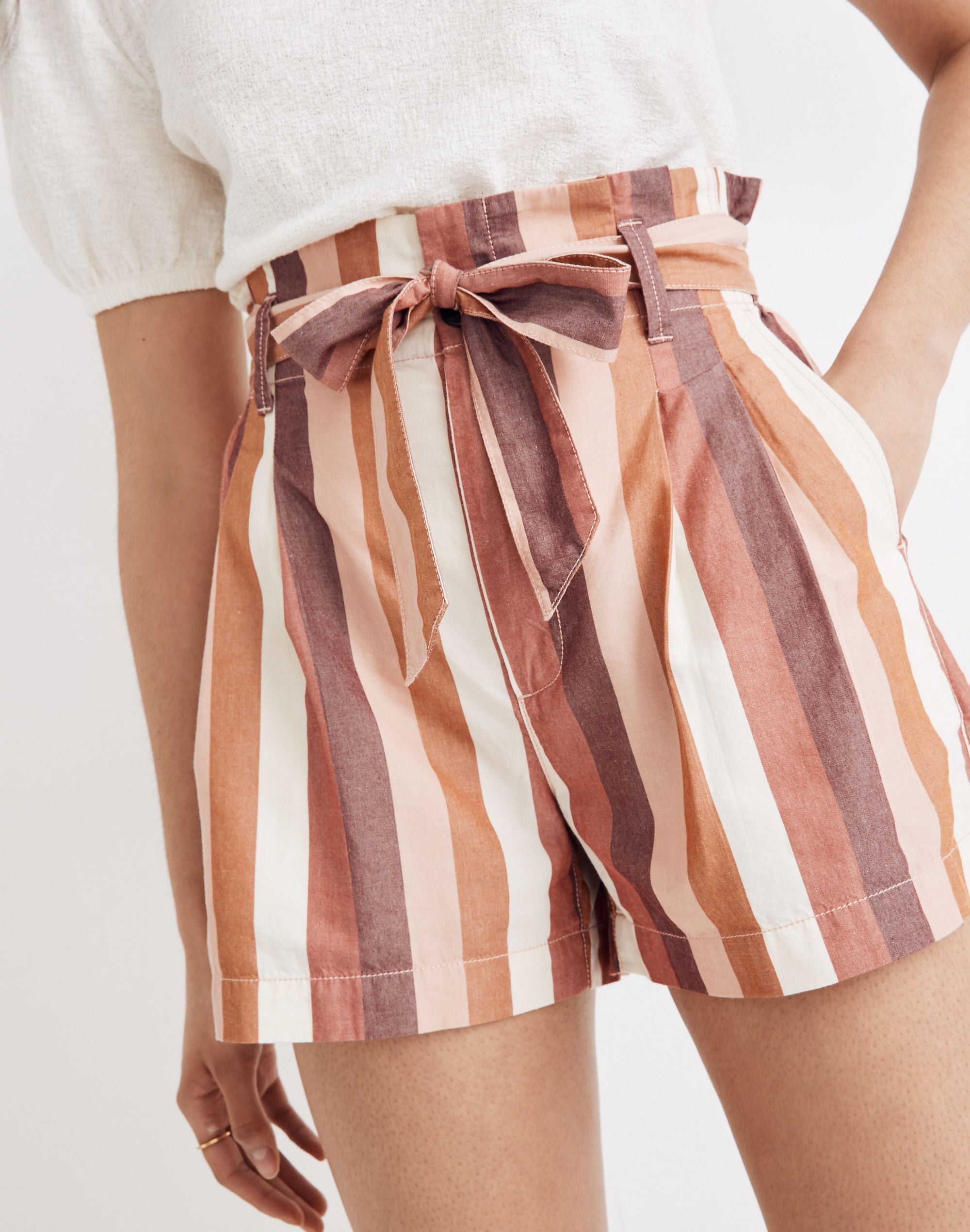 Paperbag Shorts in Rainbow Stripe
