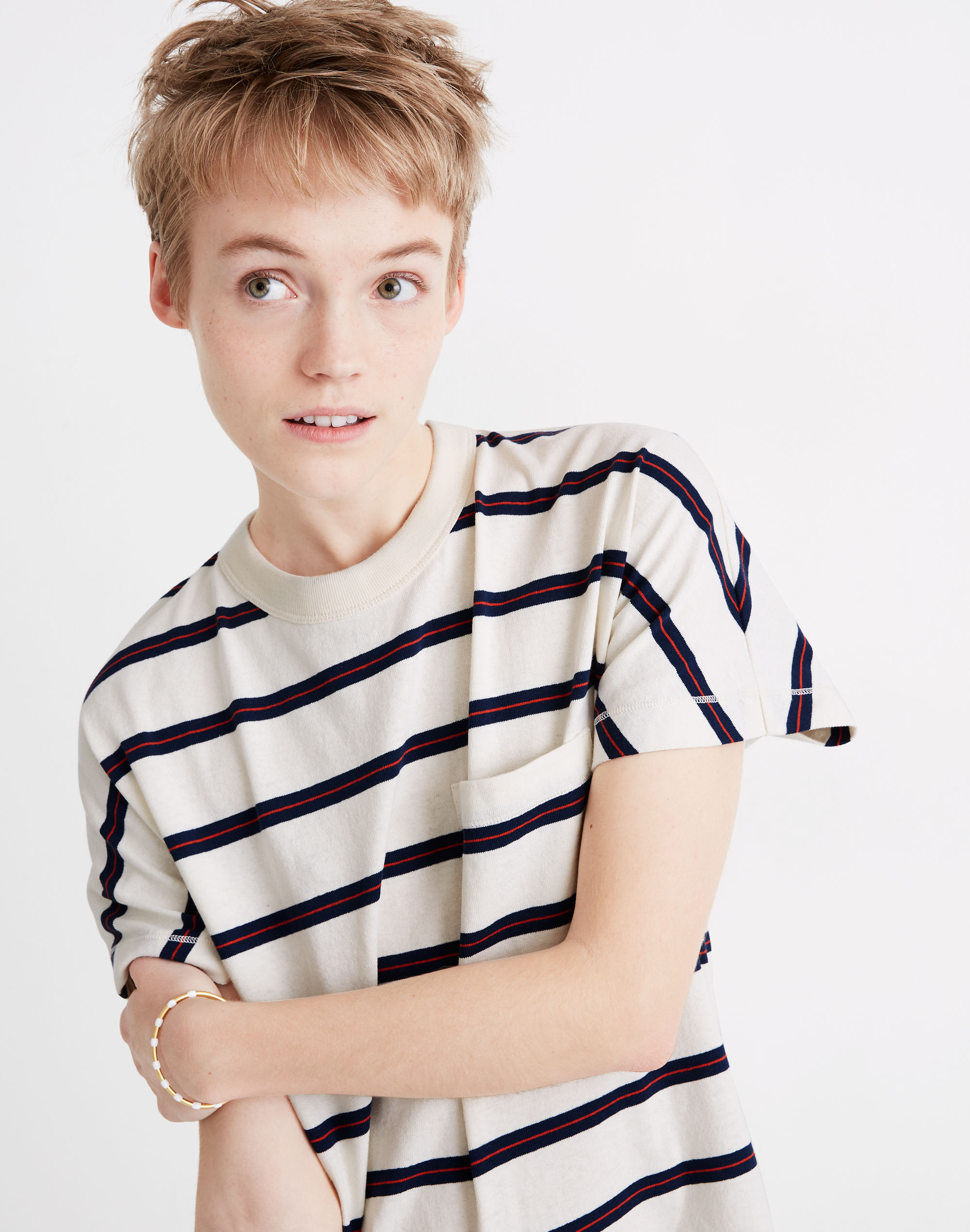 Tomboy Pocket Tee Dress in Stripe