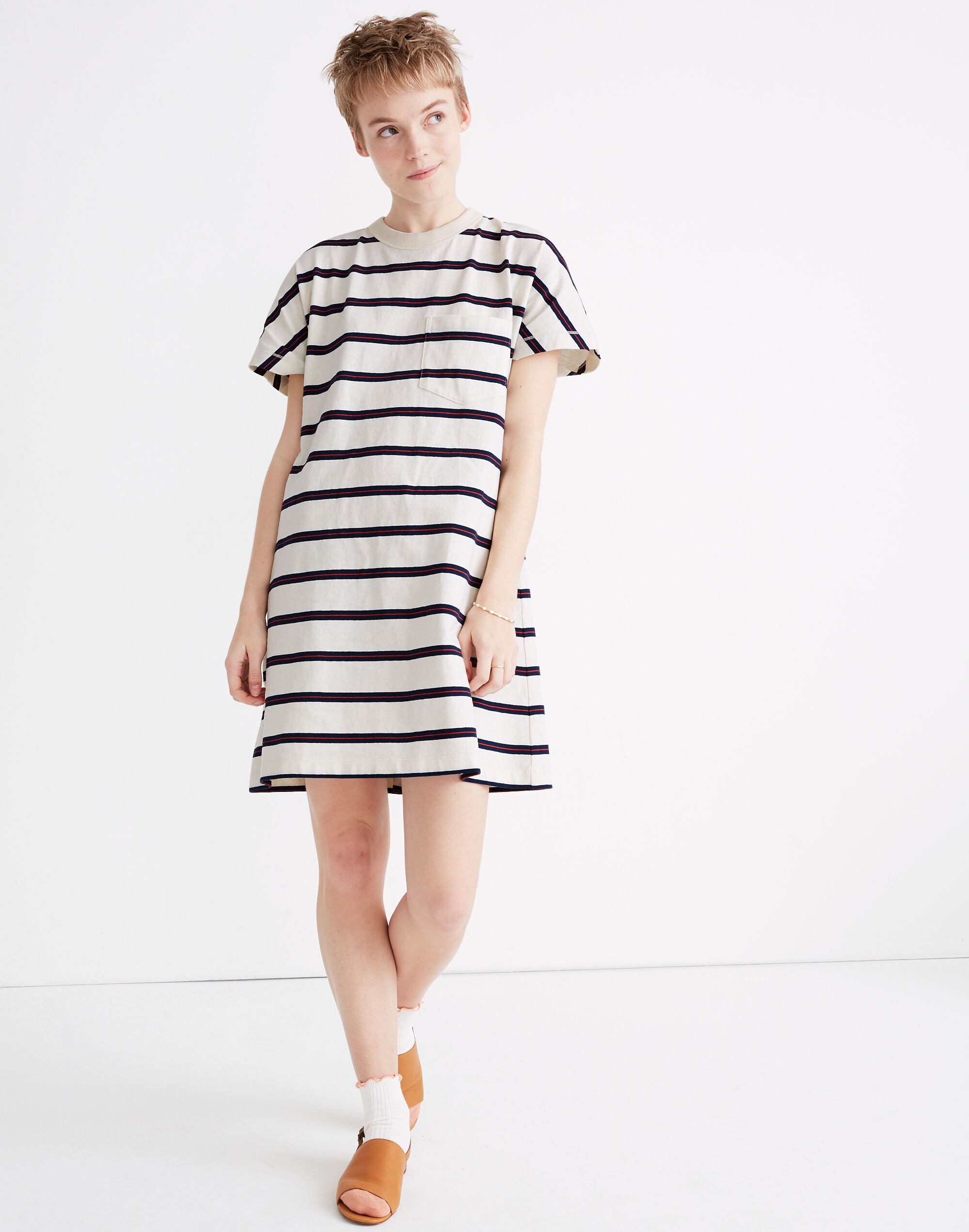 Tomboy Pocket Tee Dress in Stripe
