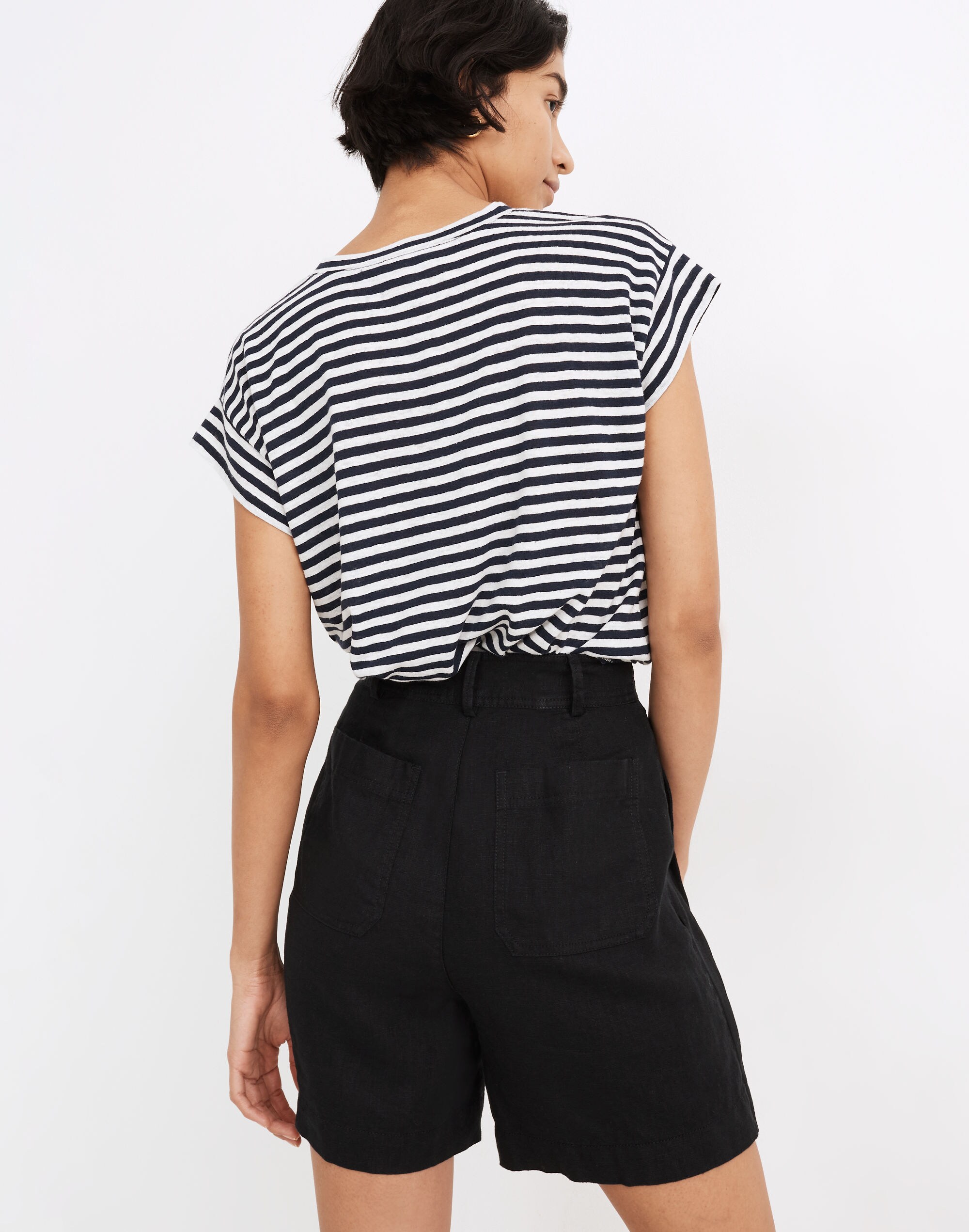 Linen Long Pleated Shorts