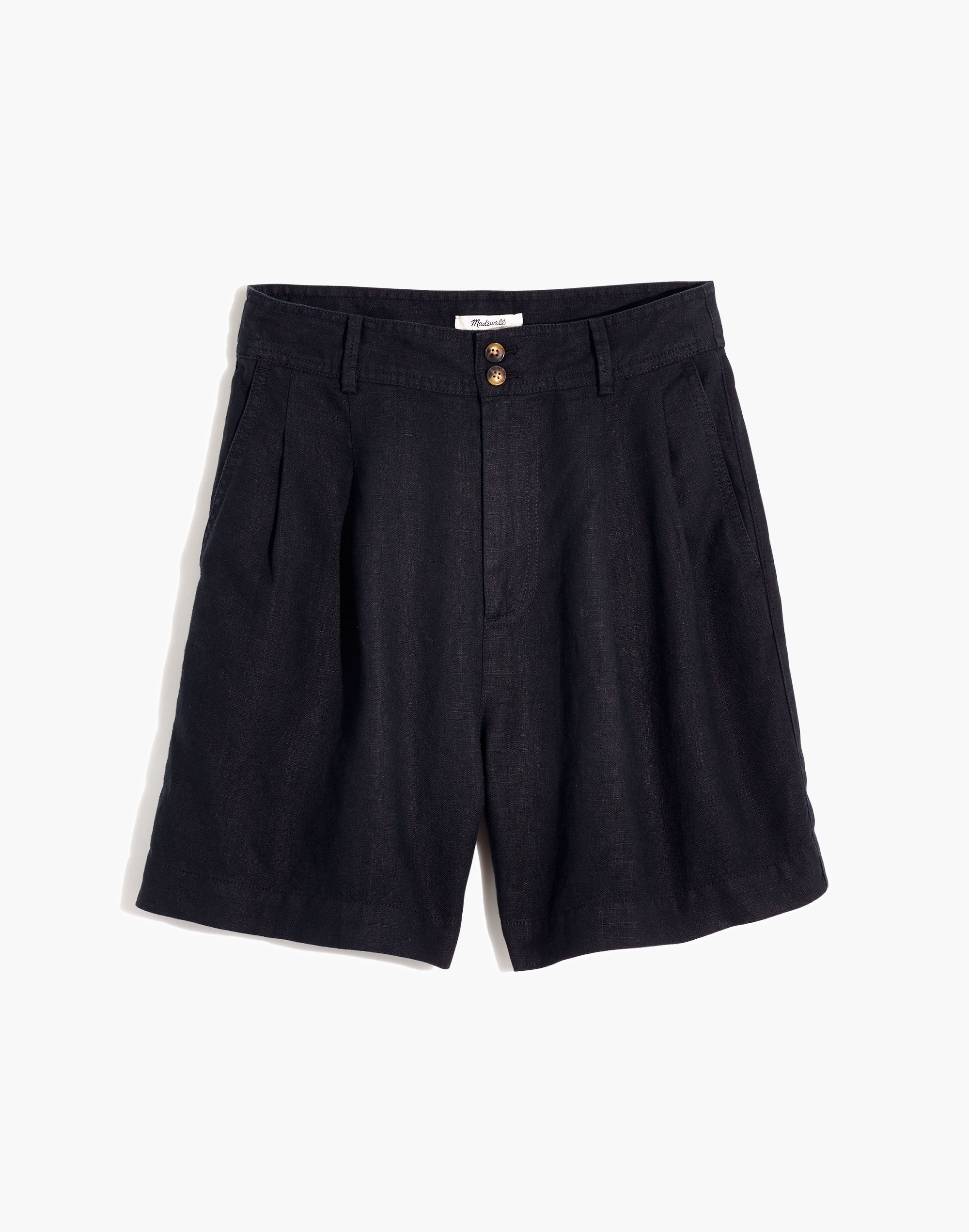 Linen Long Pleated Shorts