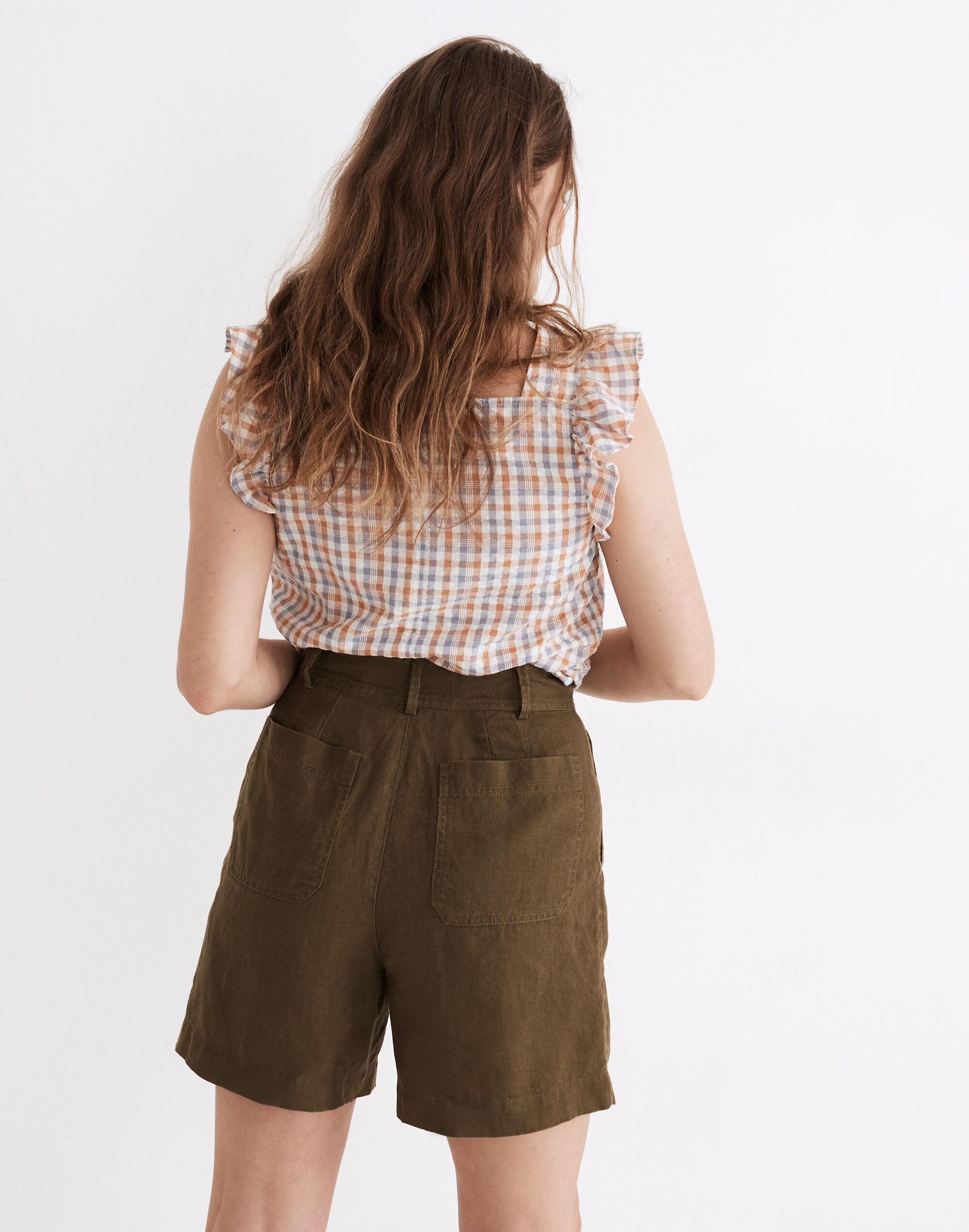 Linen Long Pleated Shorts