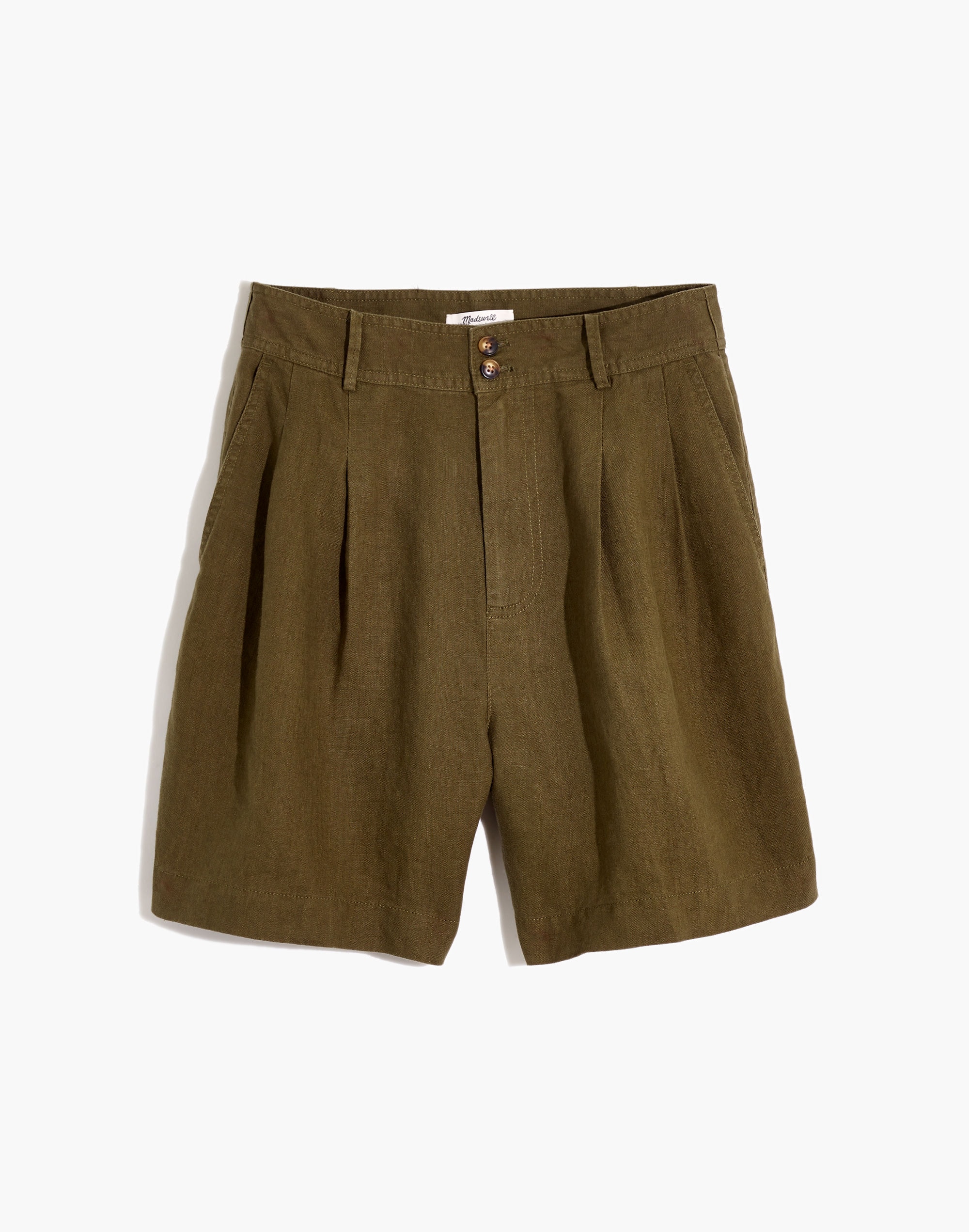 Linen Long Pleated Shorts