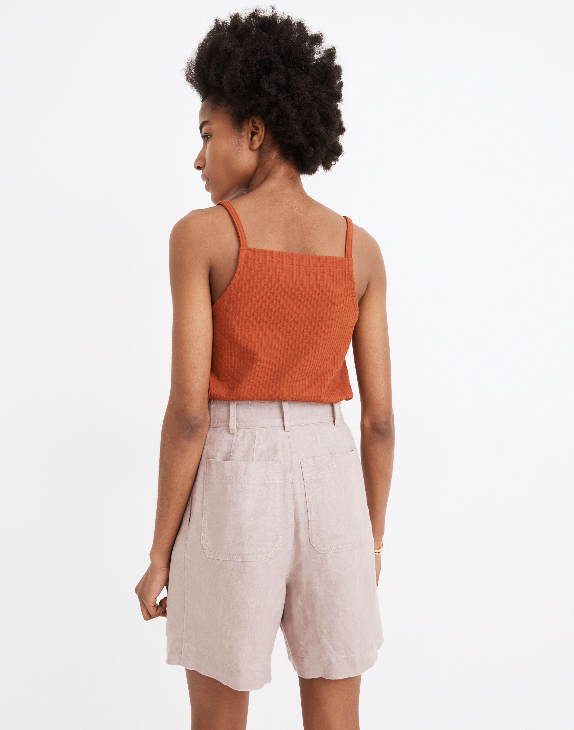 Linen Long Pleated Shorts