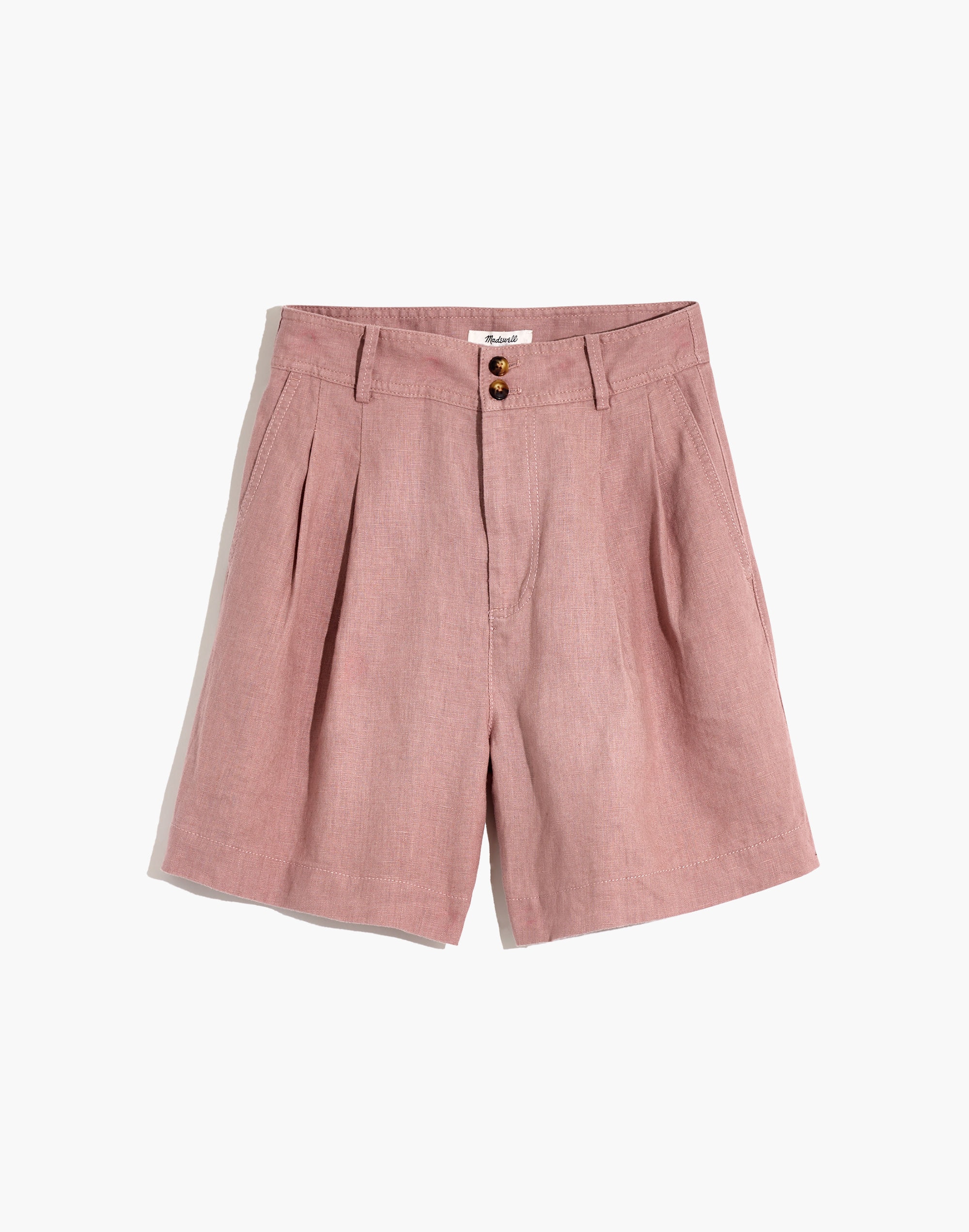 Linen Long Pleated Shorts