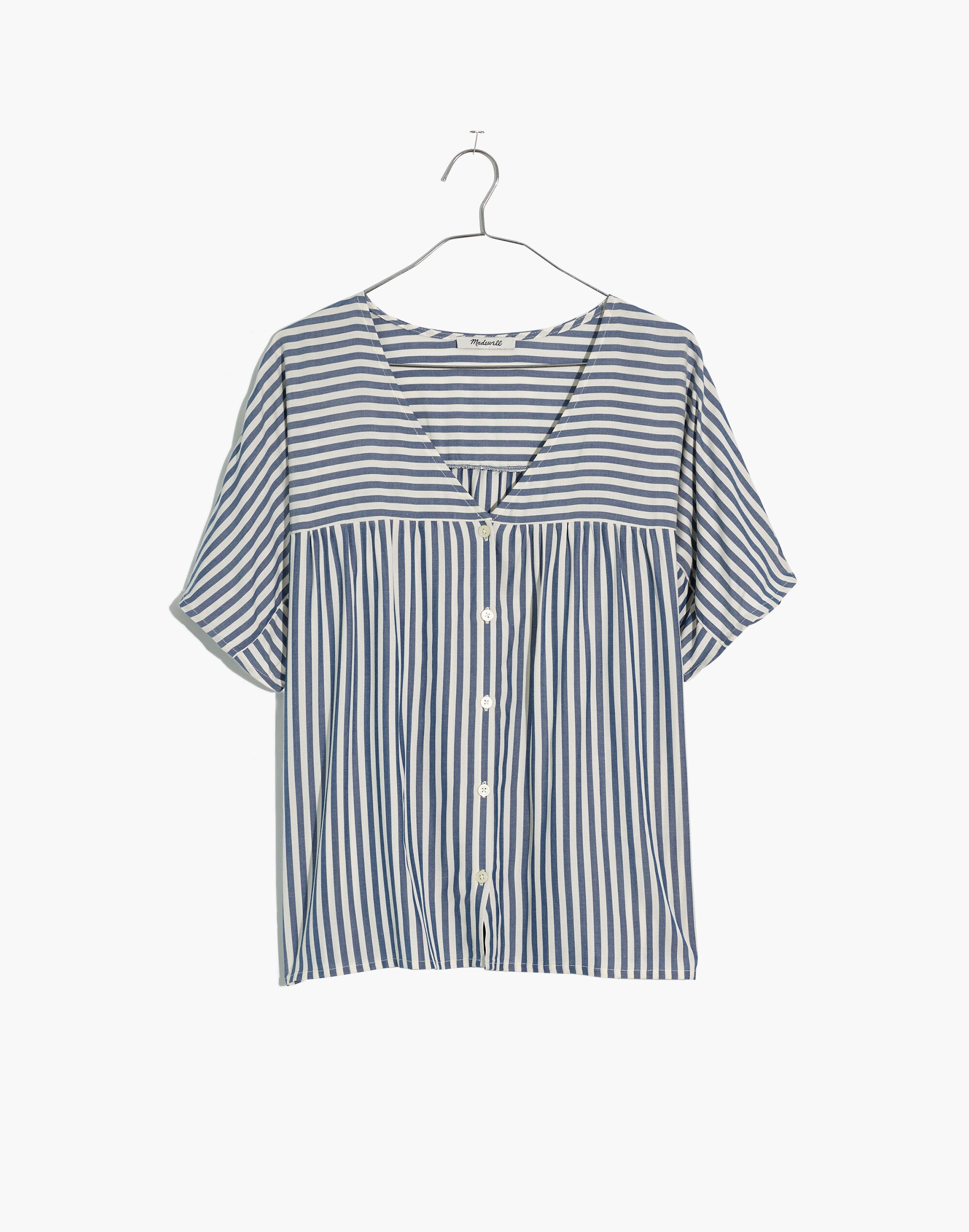 rhyme button-front top in stripe play