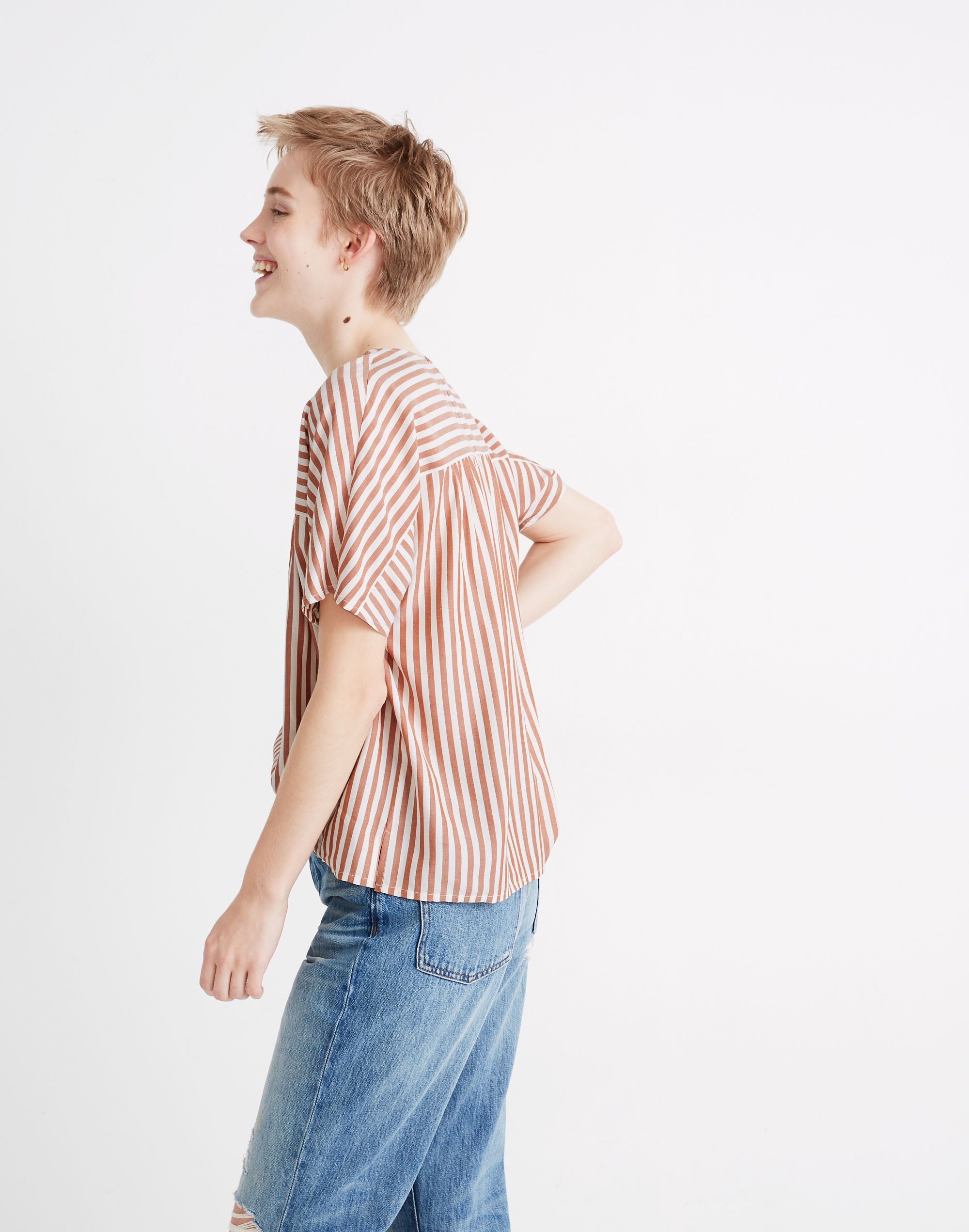 Rhyme Button-Front Top in Stripe Play