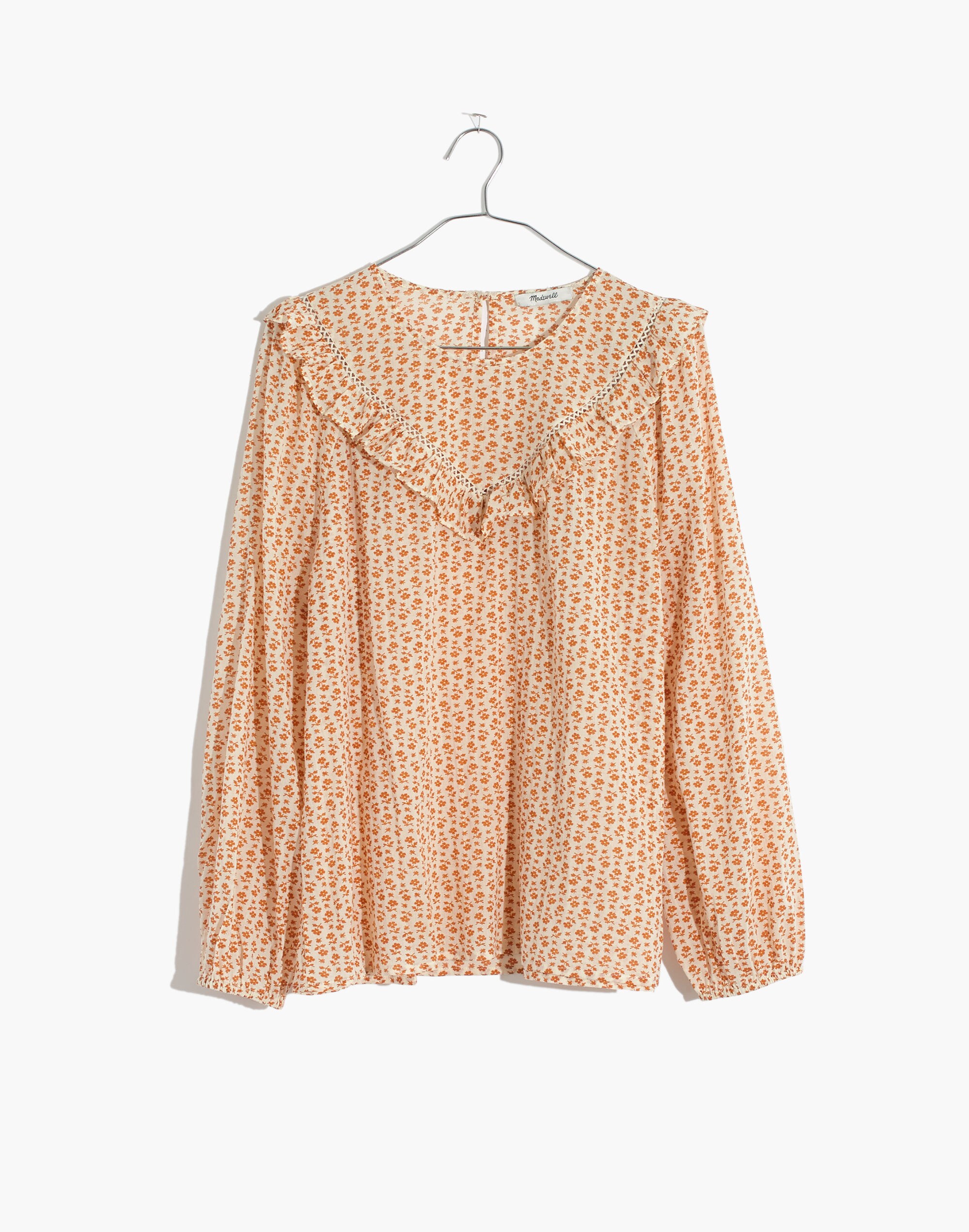 Ruffle-Yoke Prairie Top in Cutout Blooms