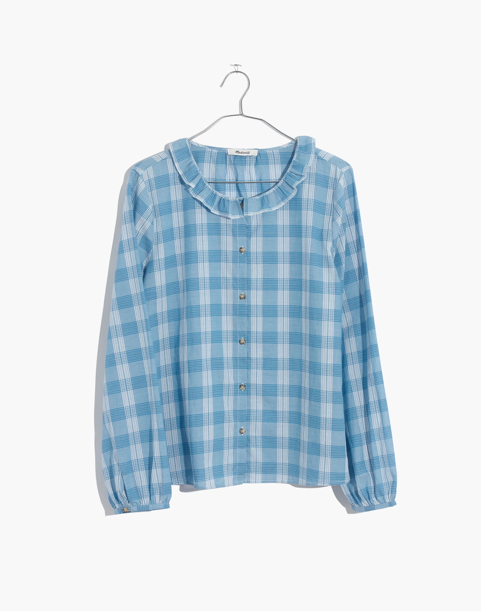 Ruffle-Neck Top in Colwell Plaid