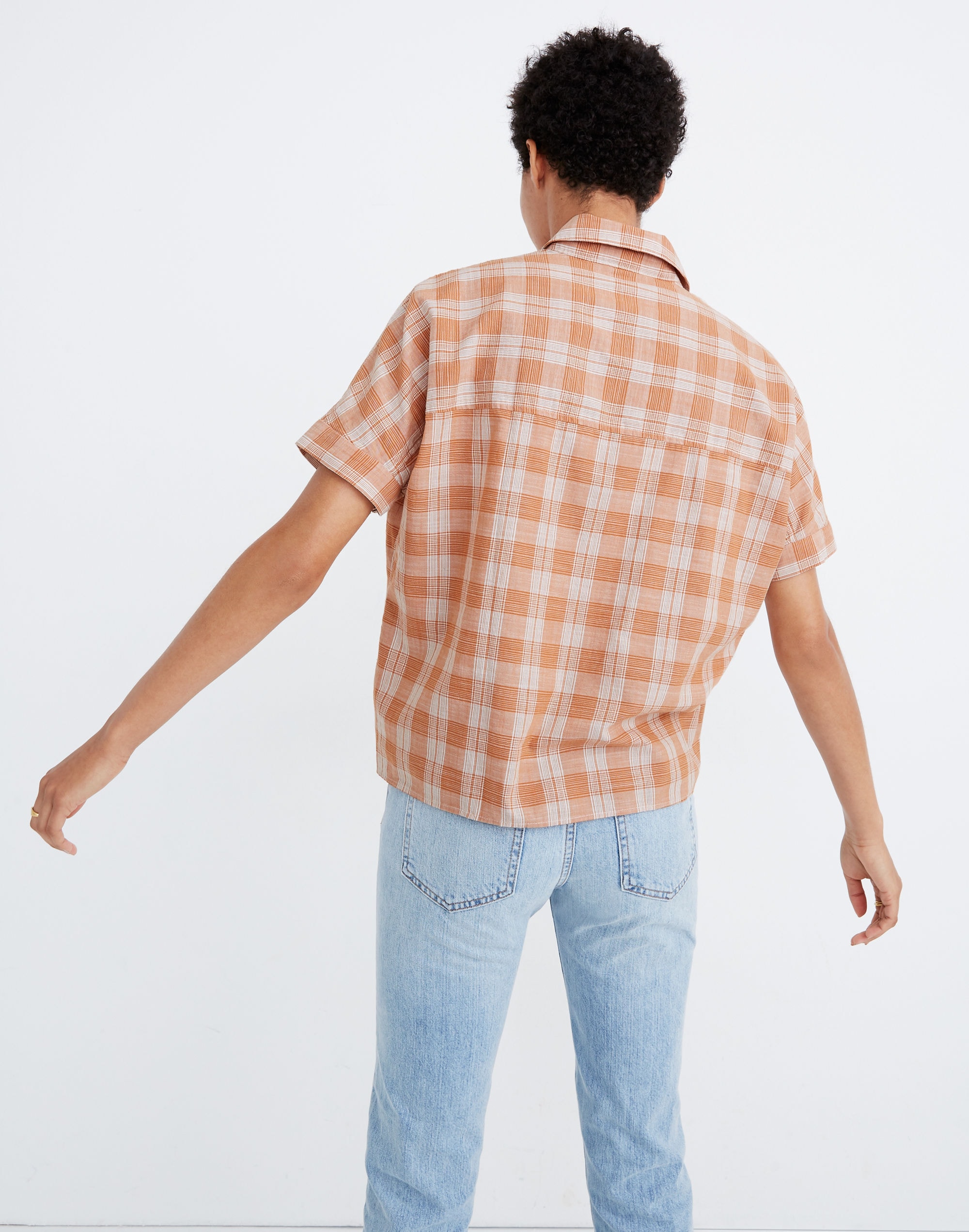 Short-Sleeve Tie-Front Top in Colwell Plaid