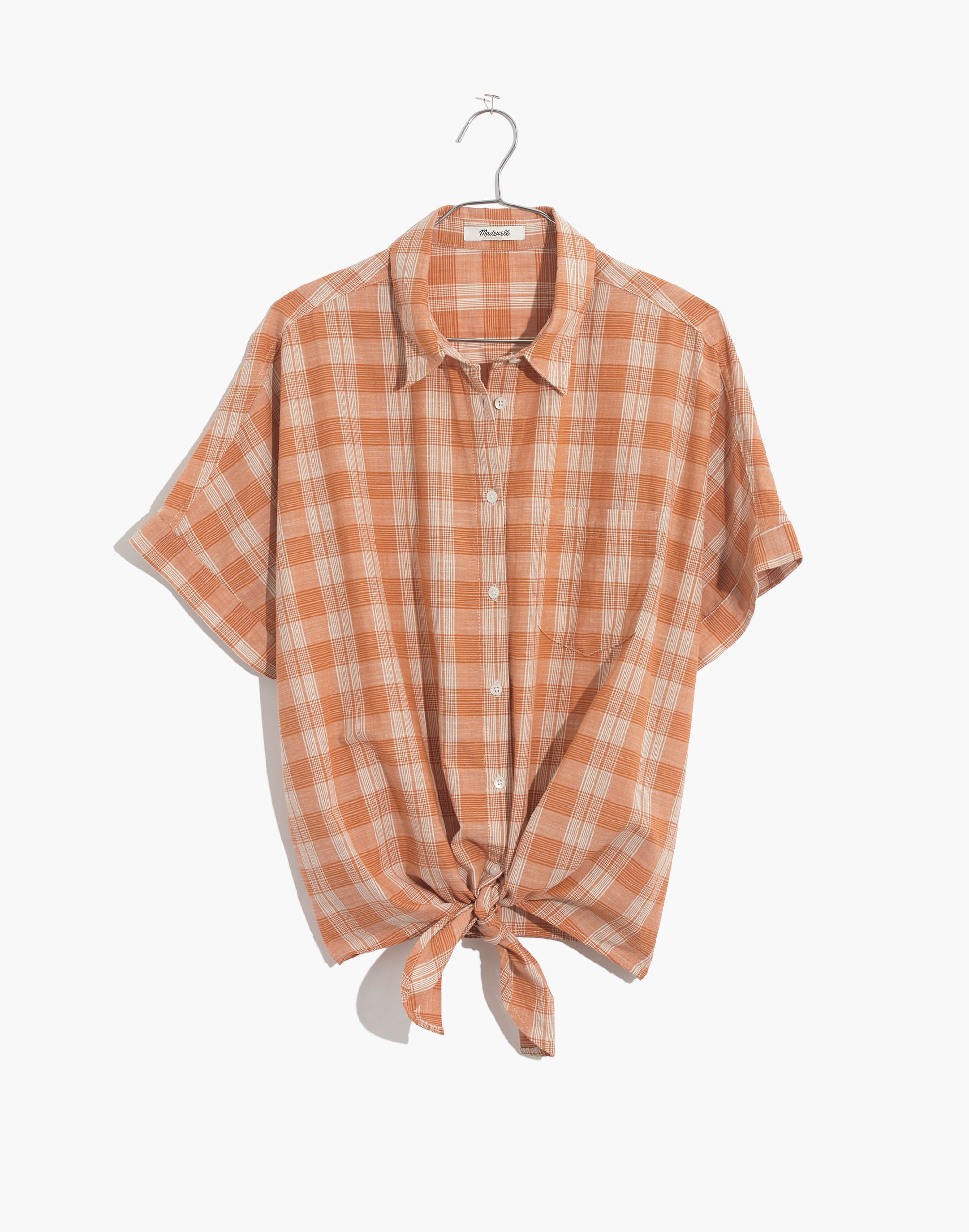Short-Sleeve Tie-Front Top in Colwell Plaid