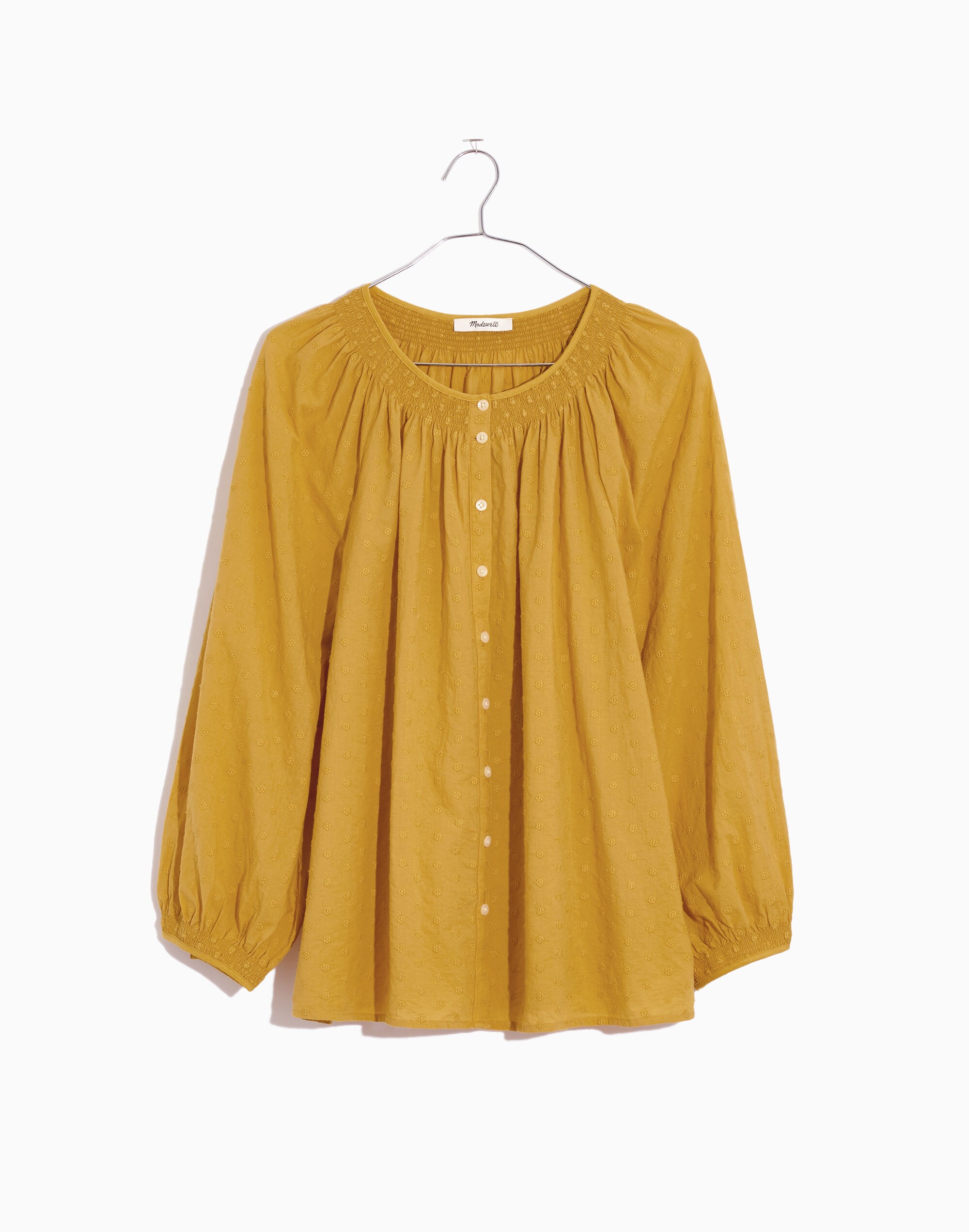 madewell embroidered smocked top