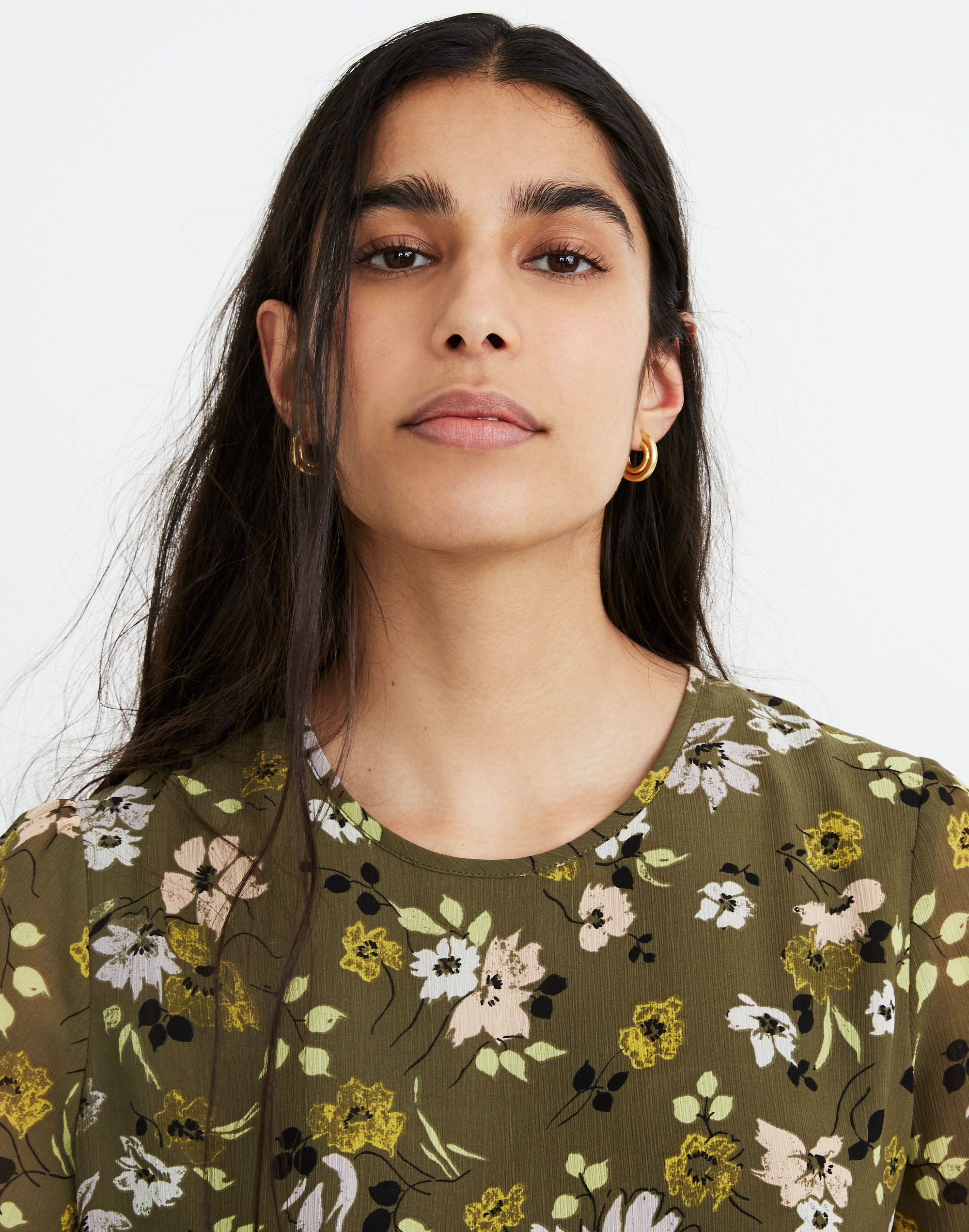 Georgette Peplum Top in Wildblooms