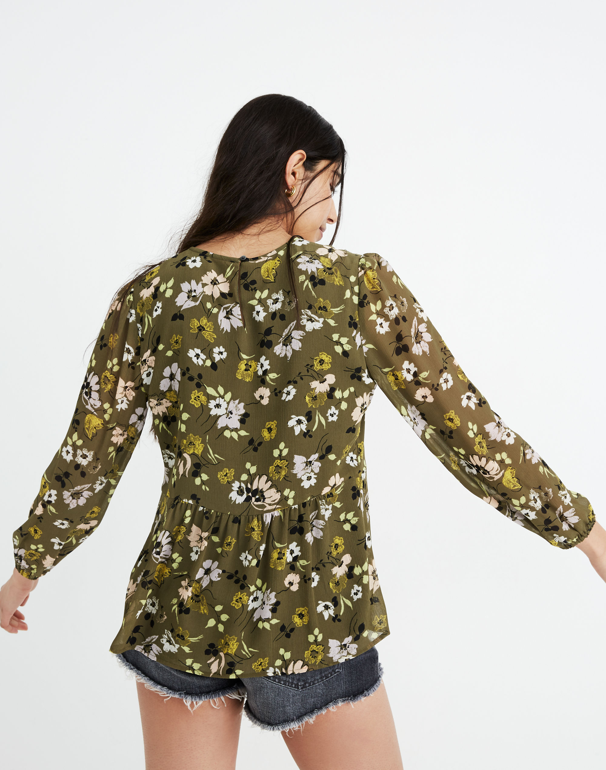 Georgette Peplum Top in Wildblooms